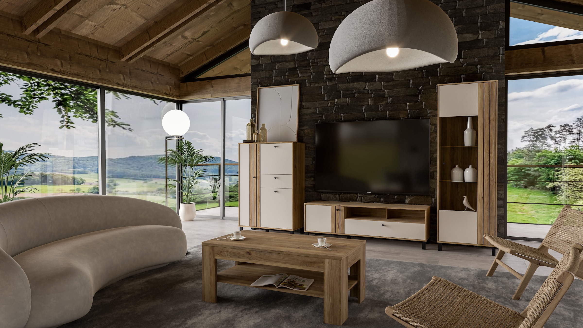 FORTE Vitrine »Killarney«, Vitrine, Glastüre, Metallgriffe, zweifarbig