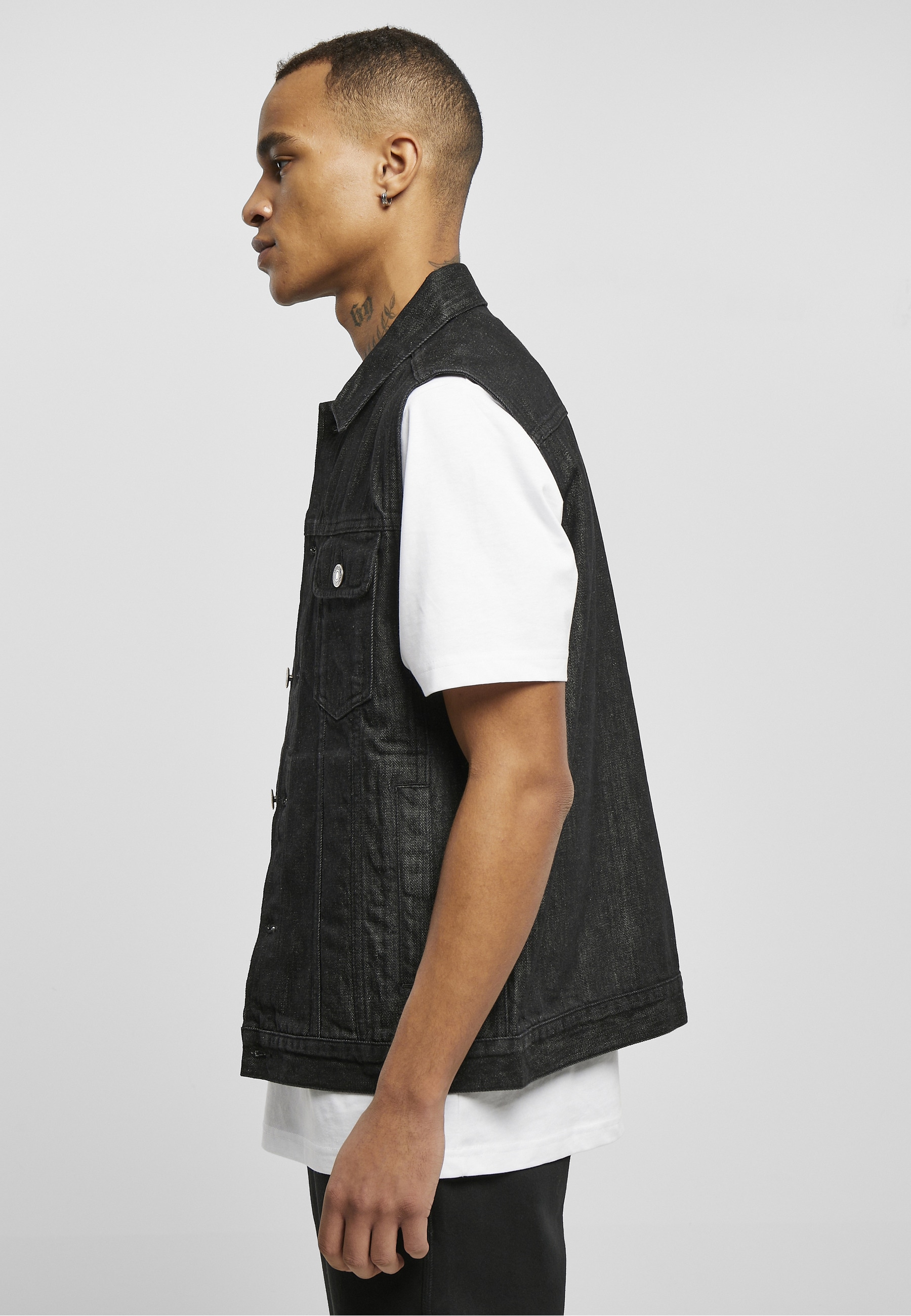 URBAN CLASSICS Jeansjacke »Urban Classics Herren Denim Vest« 1 Stk. tlg. ohne Kapuze