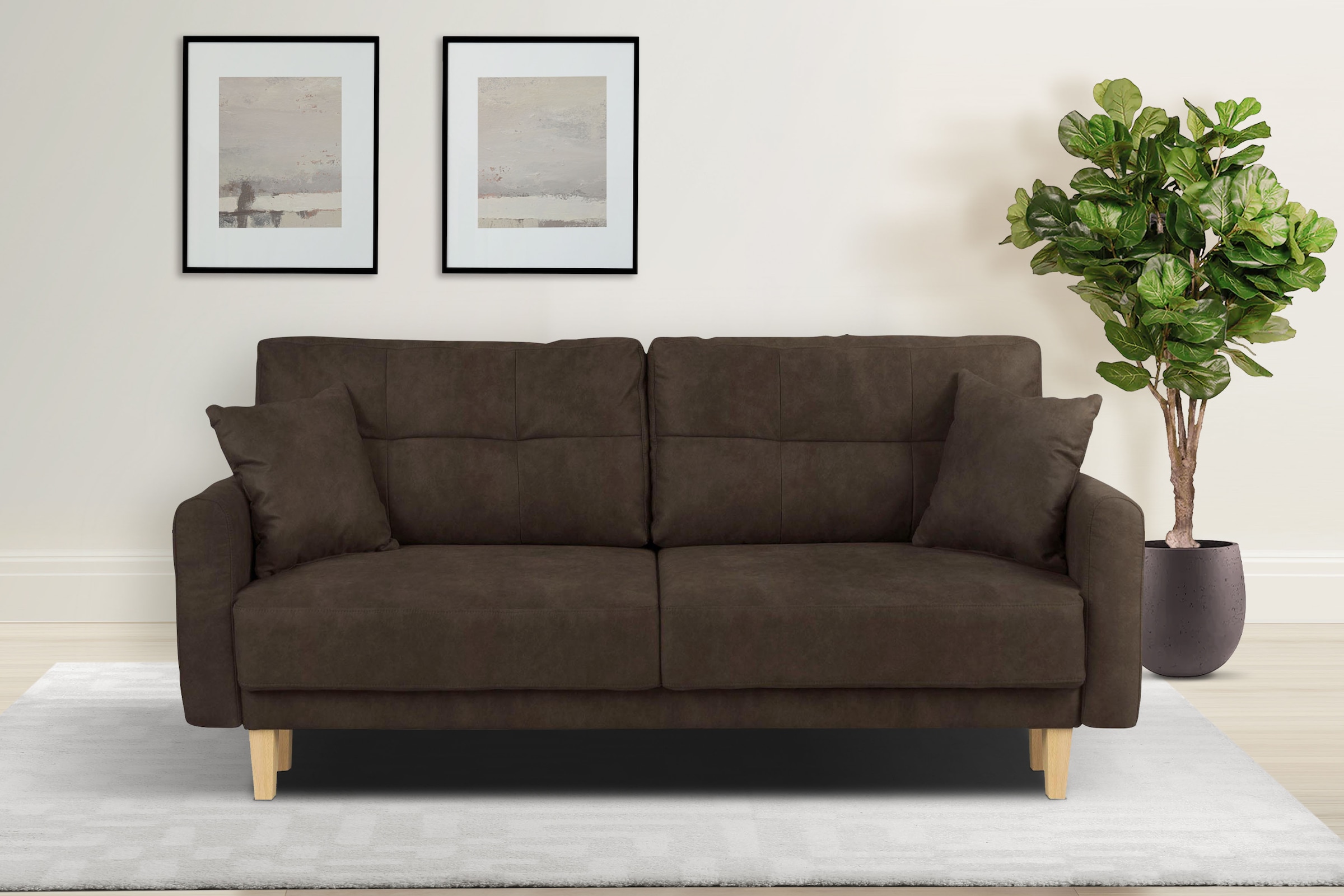 OTTO home 2-Sitzer "TRIPLO mit Wellenunterfederung, Maße B/T/H: 165/100/89 cm" Sofa mit Steppung im Rückenbereich, incl. Rückenkissen und Zierkissen