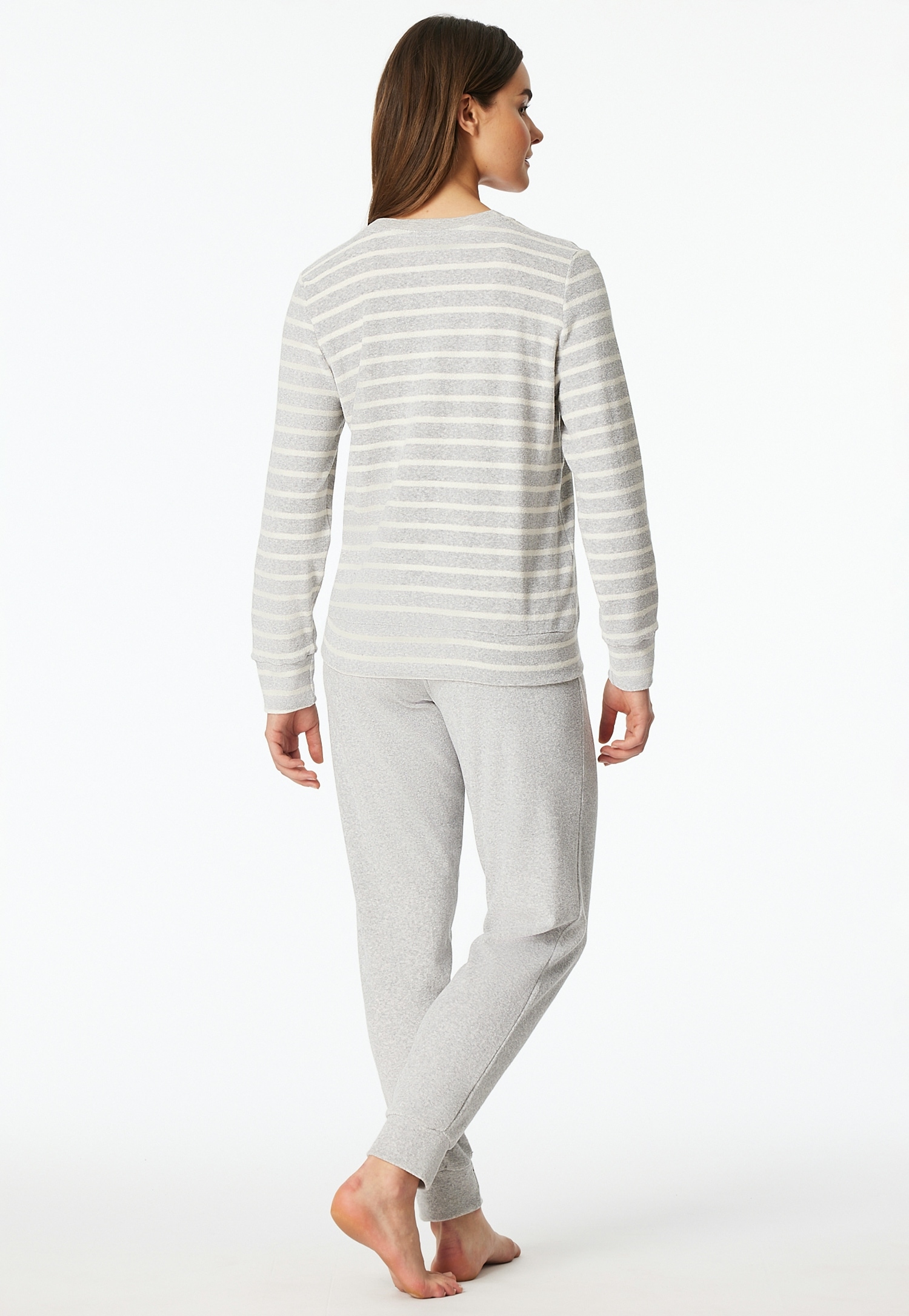 Schiesser Schlafanzug »Casual Essentials« 2 tlg. wärmende Frottee-Qualität, Rundhalsausschnitt, langärmelig