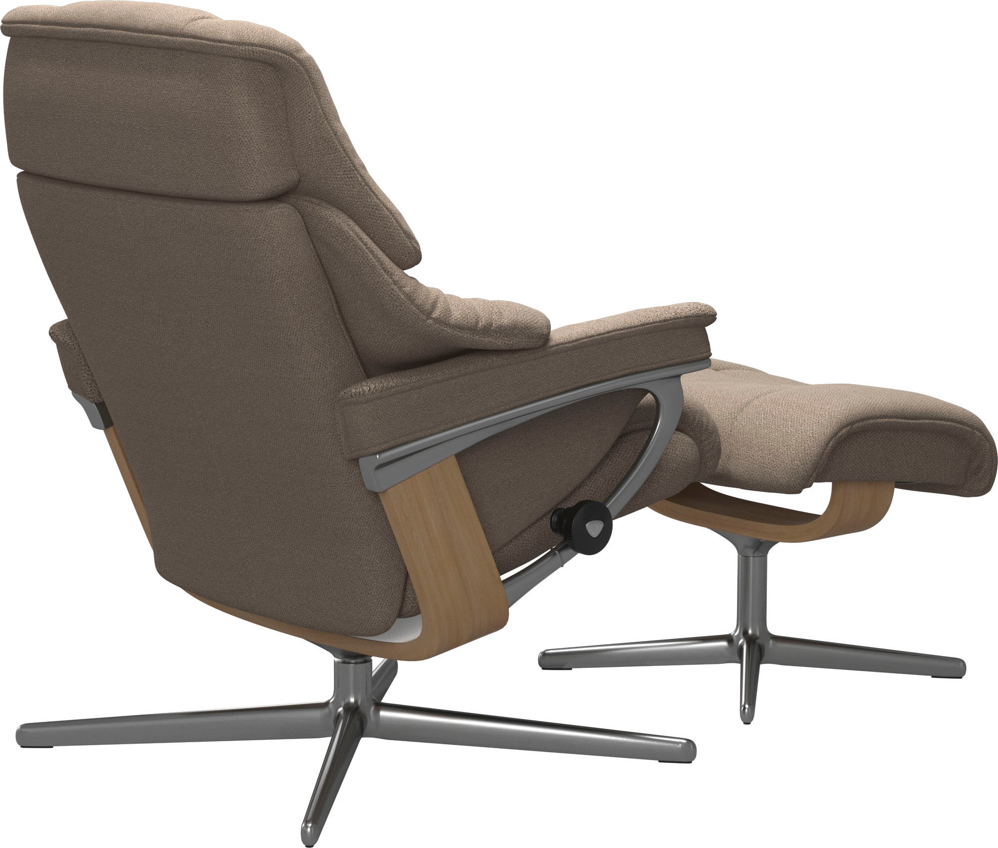 Stressless® Relaxsessel »Reno«, (Set, Relaxsessel mit Hocker), mit Hocker, mit Cross Base, Größe S, M & L, Holzakzent Eiche