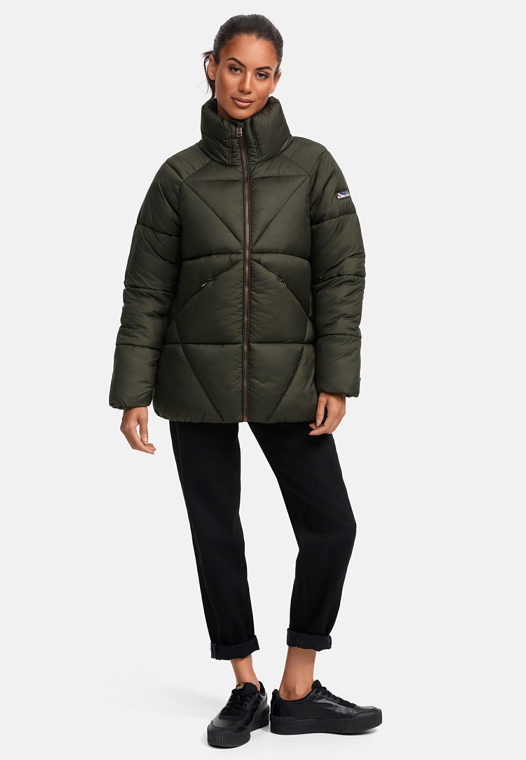 Navahoo Steppjacke »Schokolinaa 14«, ohne Kapuze, Winterjacke mit modischer Steppung & hohem Kragen