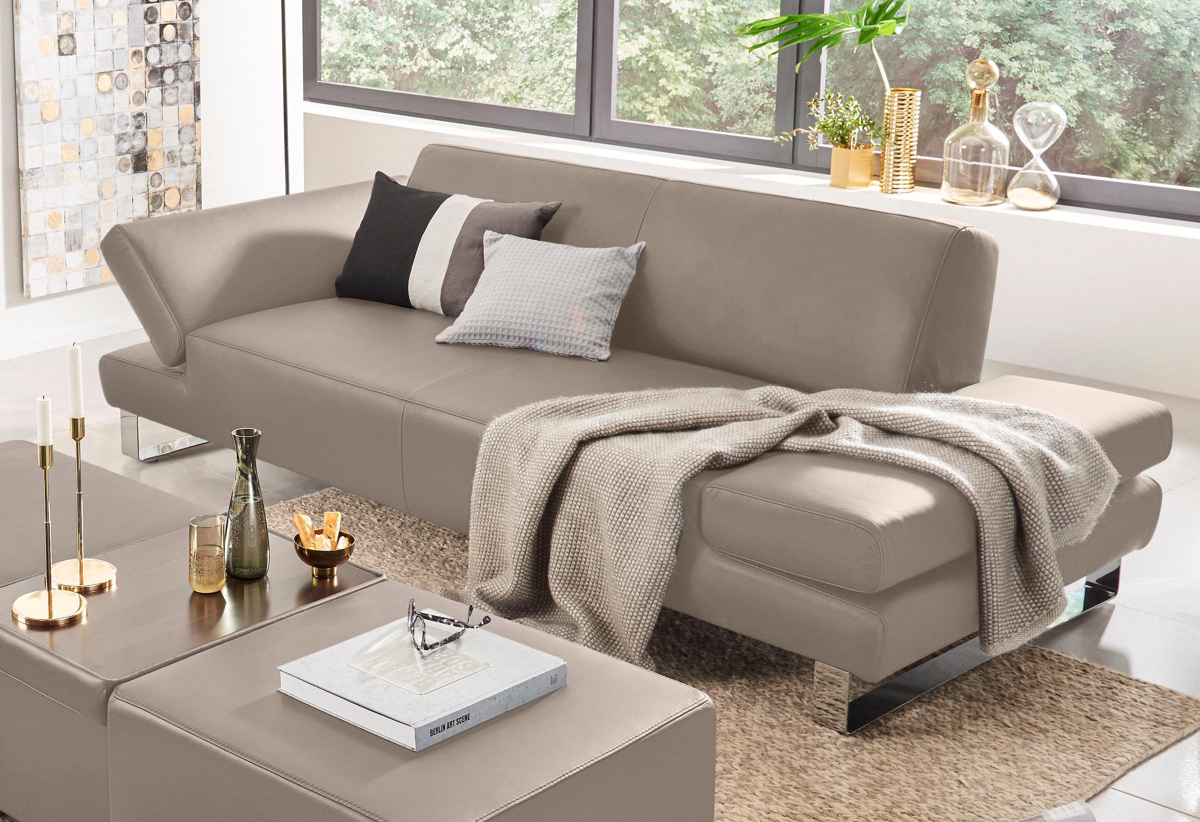 W.SCHILLIG 2-Sitzer "taboo Designsofa mit hohem Sitzkomfort, Breite 202cm, Sitztiefe 59cm" mit Normaltiefe, inklusive Armlehnenverstellung