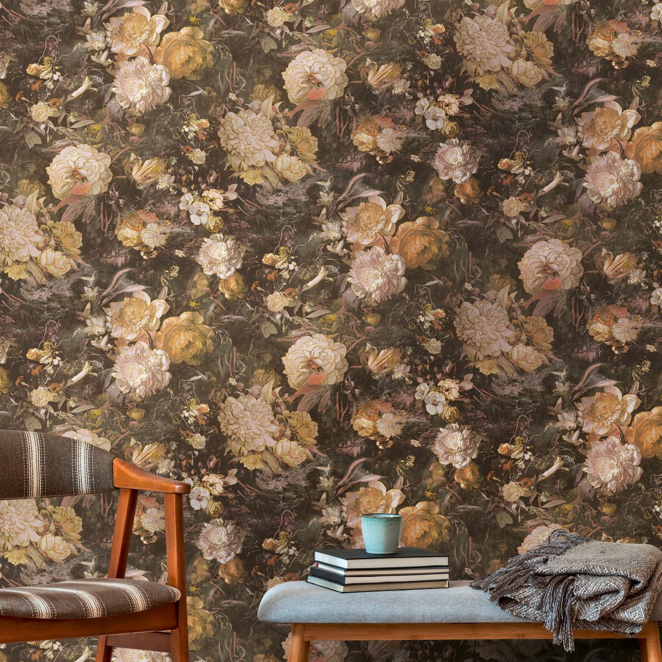 A.S. Création Vliestapete »THE BOS Blumentapete Floral« abstrakt | gemustert | leicht glänzend leicht strukturiert Blumenwand Tapeten Wohnzimmer Schlafzimmer Küche modern Design Optik