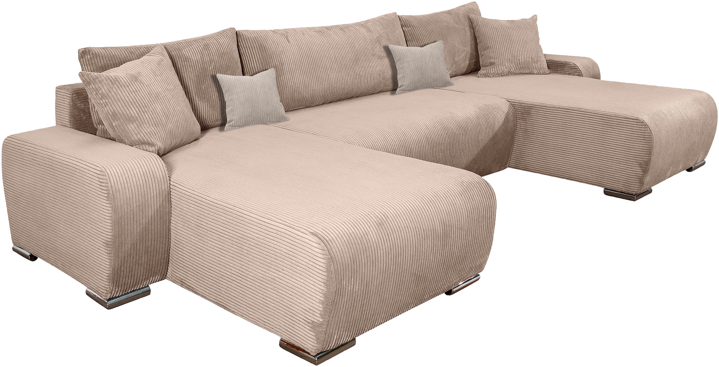 COLLECTION AB Wohnlandschaft »Paola U-Form«, mit Schlaffunktion, Stauraum, Zierkissen und Bonnellfederkern, Cord