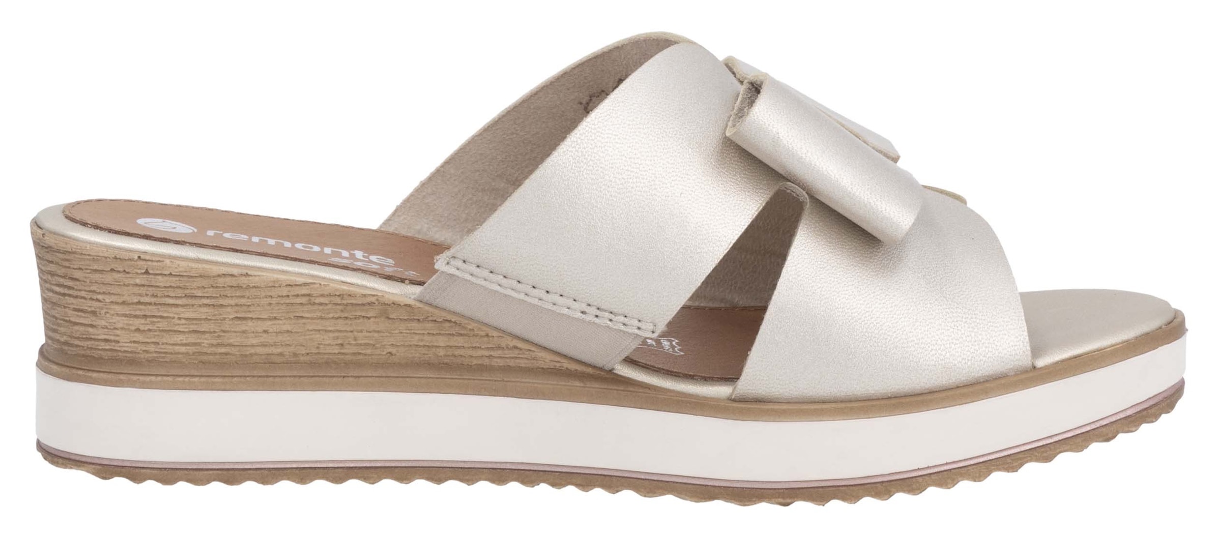 Remonte Pantolette, Keilabsatz, Sommerschuh mit schöner Zierschleife