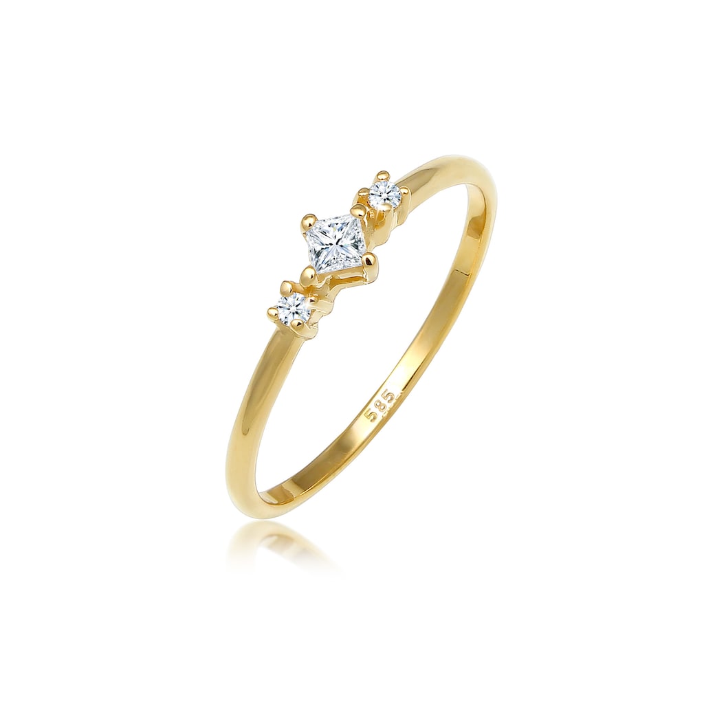 Elli DIAMONDS Verlobungsring »Prinzessschliff Diamant (0.13 ct) 585 Gelbgold«