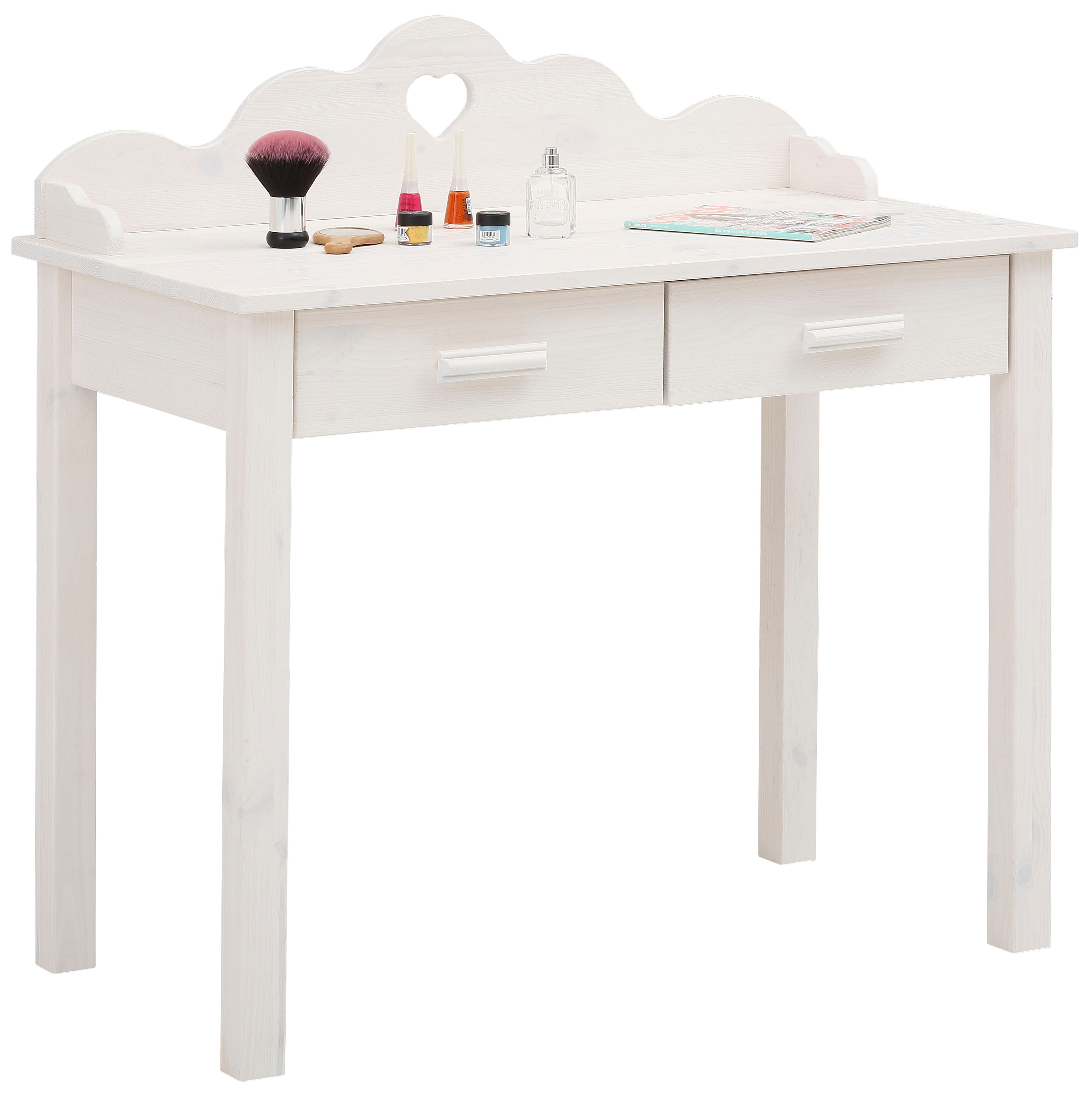 Home affaire Schminktisch Isadora, Beinquerschnitt 5x5cm Kinder weiß wachs, B/H/T: 97 cm x 96 cm x 52 cm