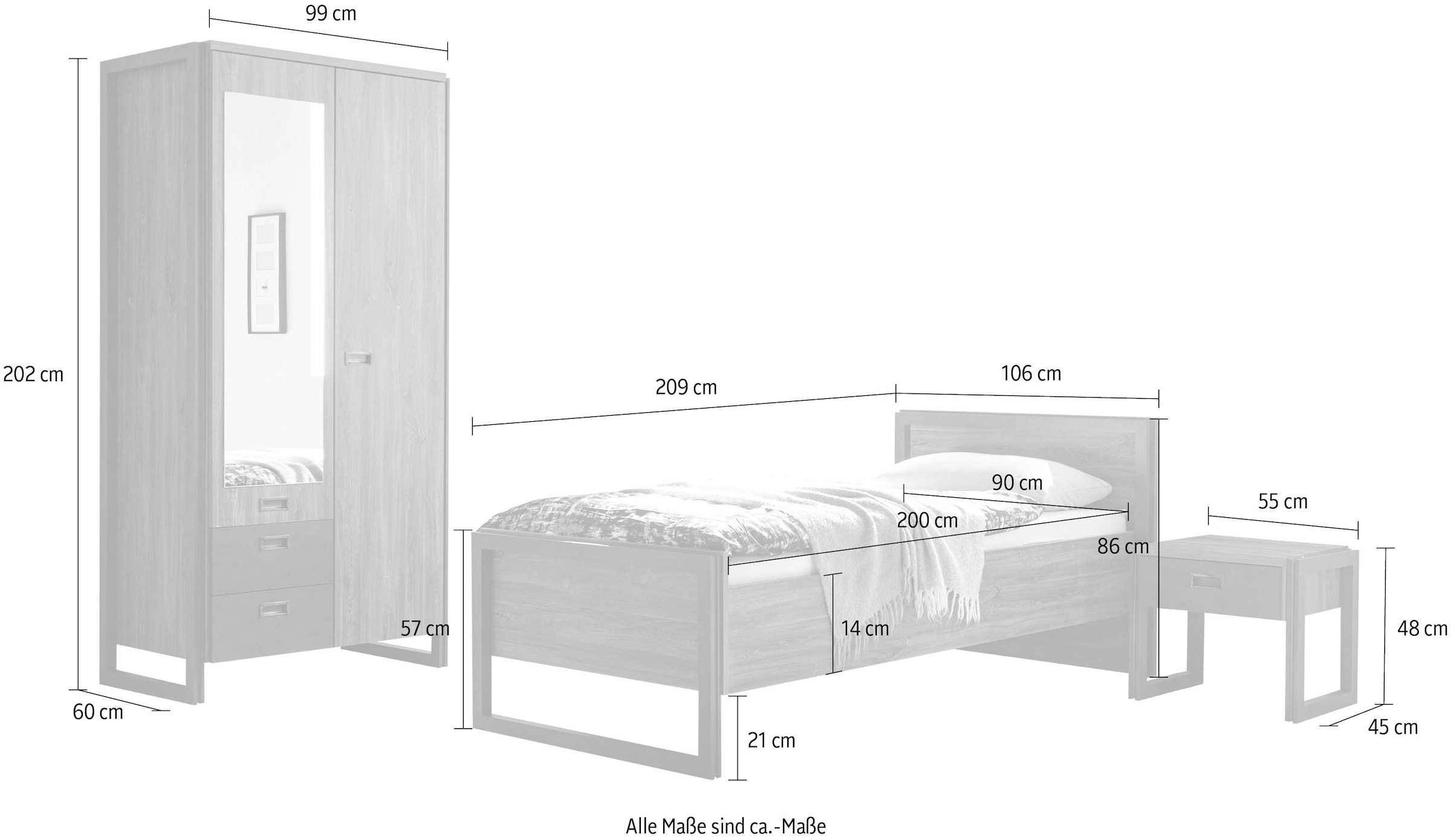Home affaire Schlafzimmer-Set »Detroit«, (Set, 3 tlg.)