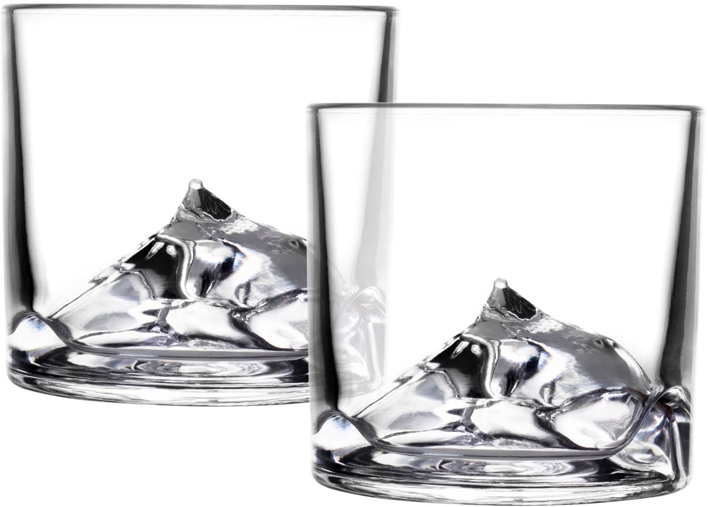 LIITON Whiskyglas "Everest", (Set, 2 tlg.), dicker Glasboden als Bergmotiv