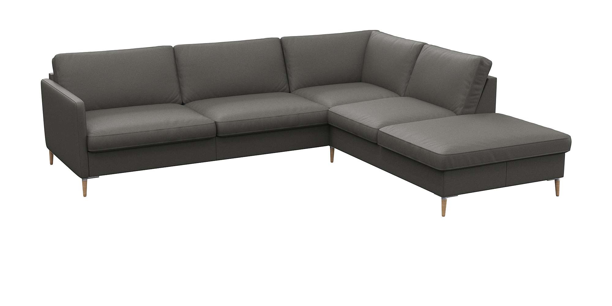 FLEXLUX Ecksofa »Fiore, super Sitzkomfort durch Kaltschaum im Sitz, L-Form«, schmale Armlehnen, Füße Alu+ Eiche