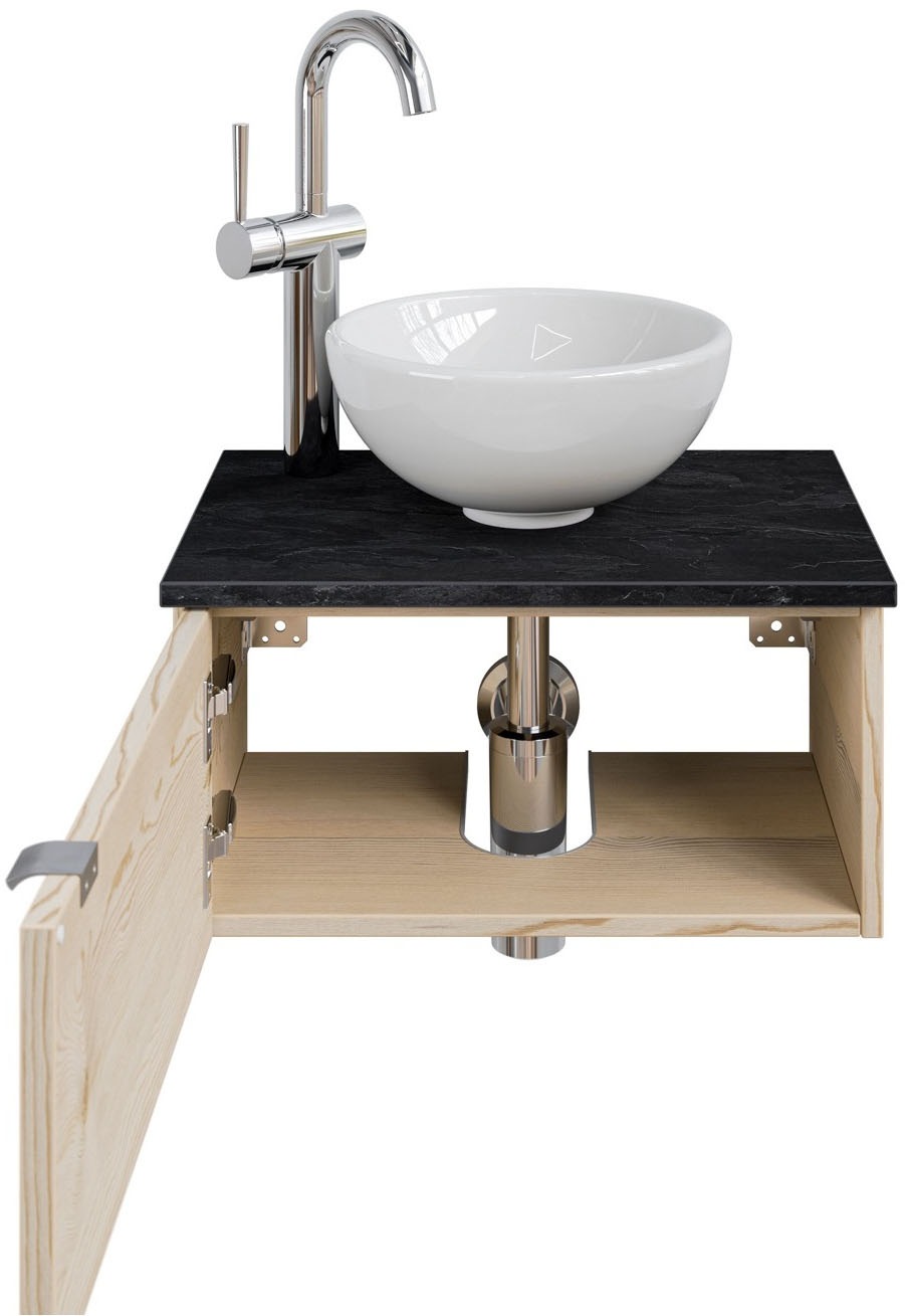 Saphir Waschtisch »Serie 6915 Waschschale mit Unterschrank für Gästebad, Gäste WC«, 51 cm mit Keramik-Aufsatzbecken und 1 Tür