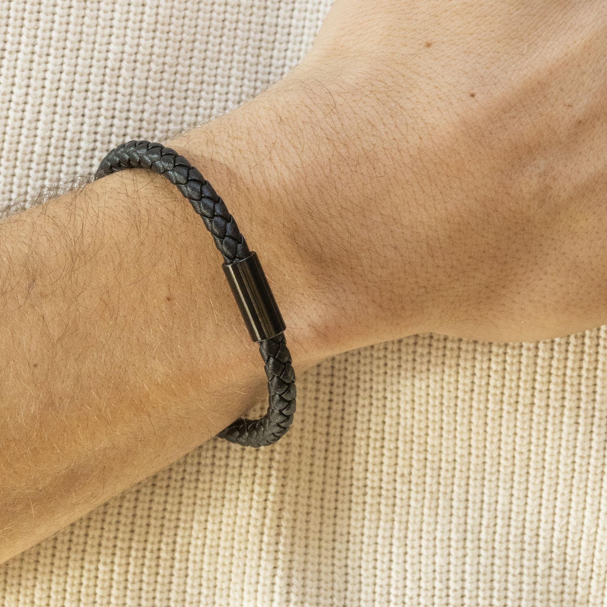 Zeeme Armband »Edelstahl Leder schwarz 21cm«