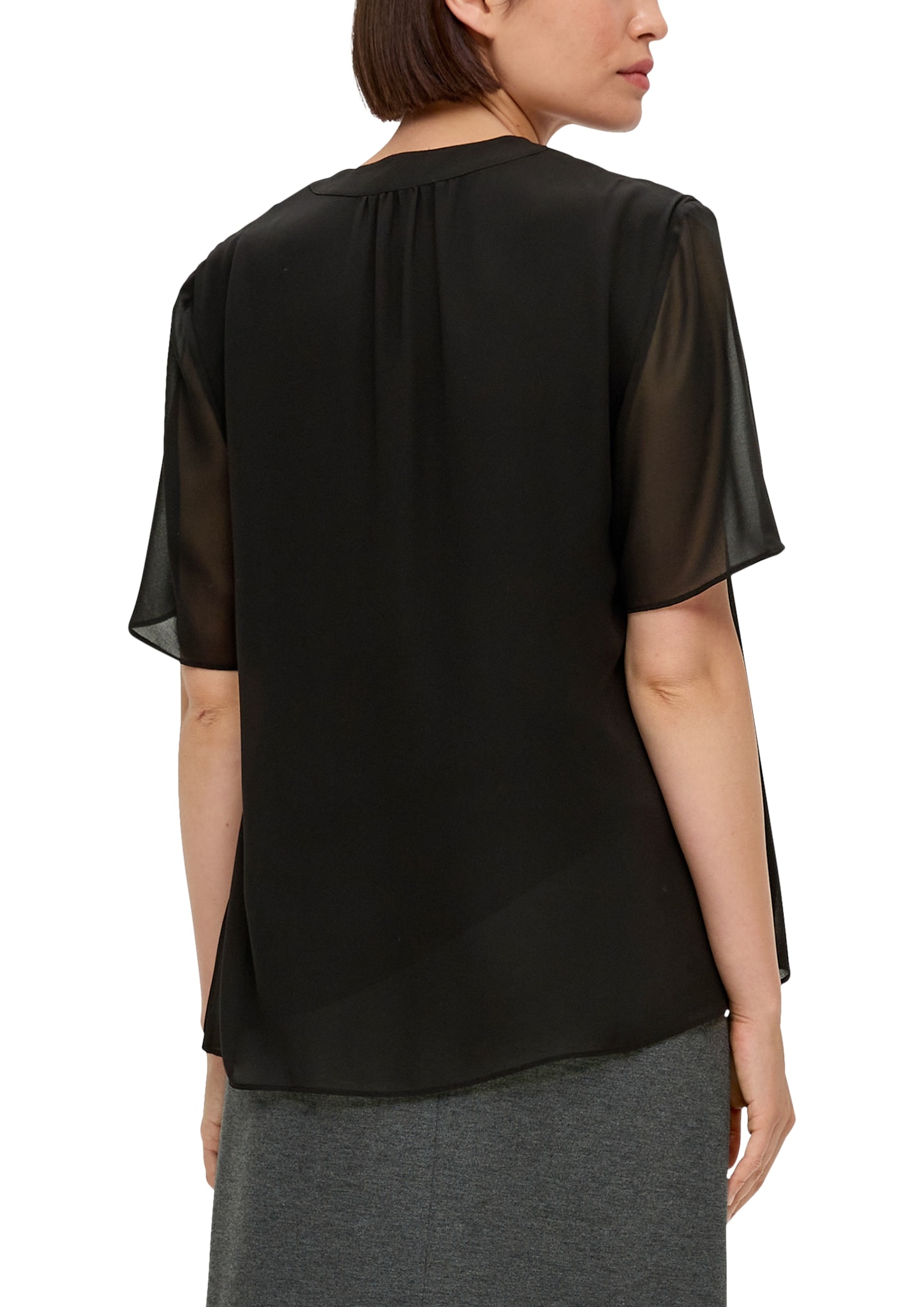Shirtbluse, für LABEL | vorne mit eingelegter BLACK s.Oliver BAUR kaufen Falte