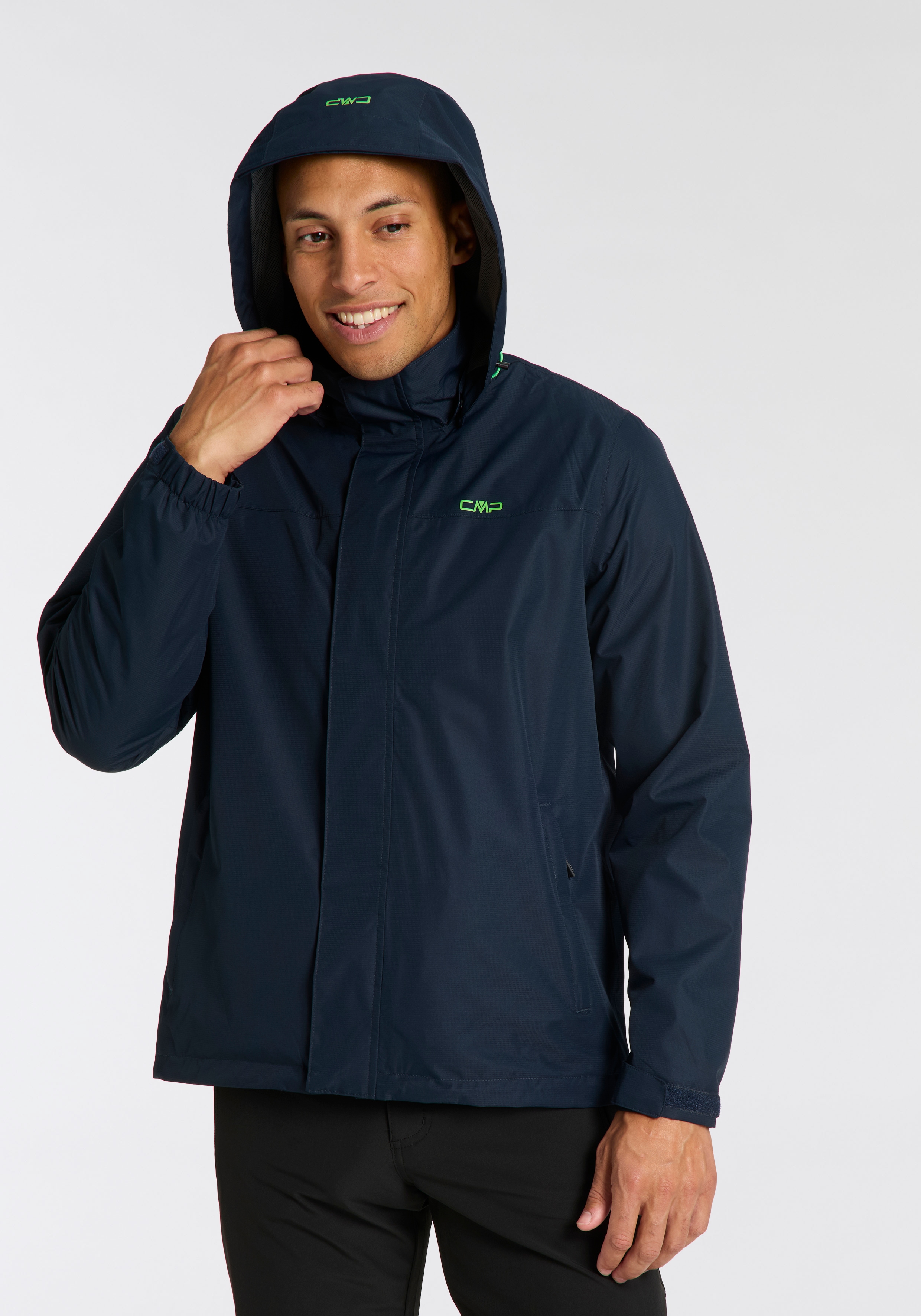 CMP Regenjacke mit Kapuze mit Reißverschlusstaschen, atmungsaktiv, winddicht, wasserdicht