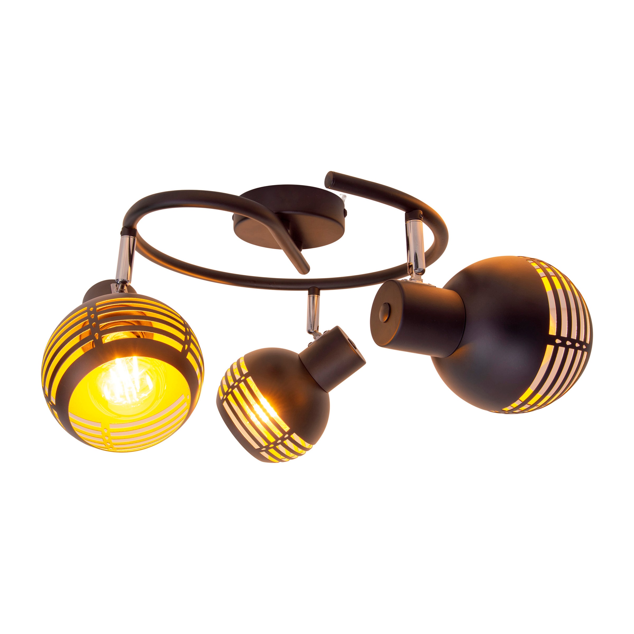 näve Deckenspots »Casco« E27 1 Stk. 3er Wand-/Deckenrondell schwarz, innen golden, exkl. 3x E27, D: 48cm