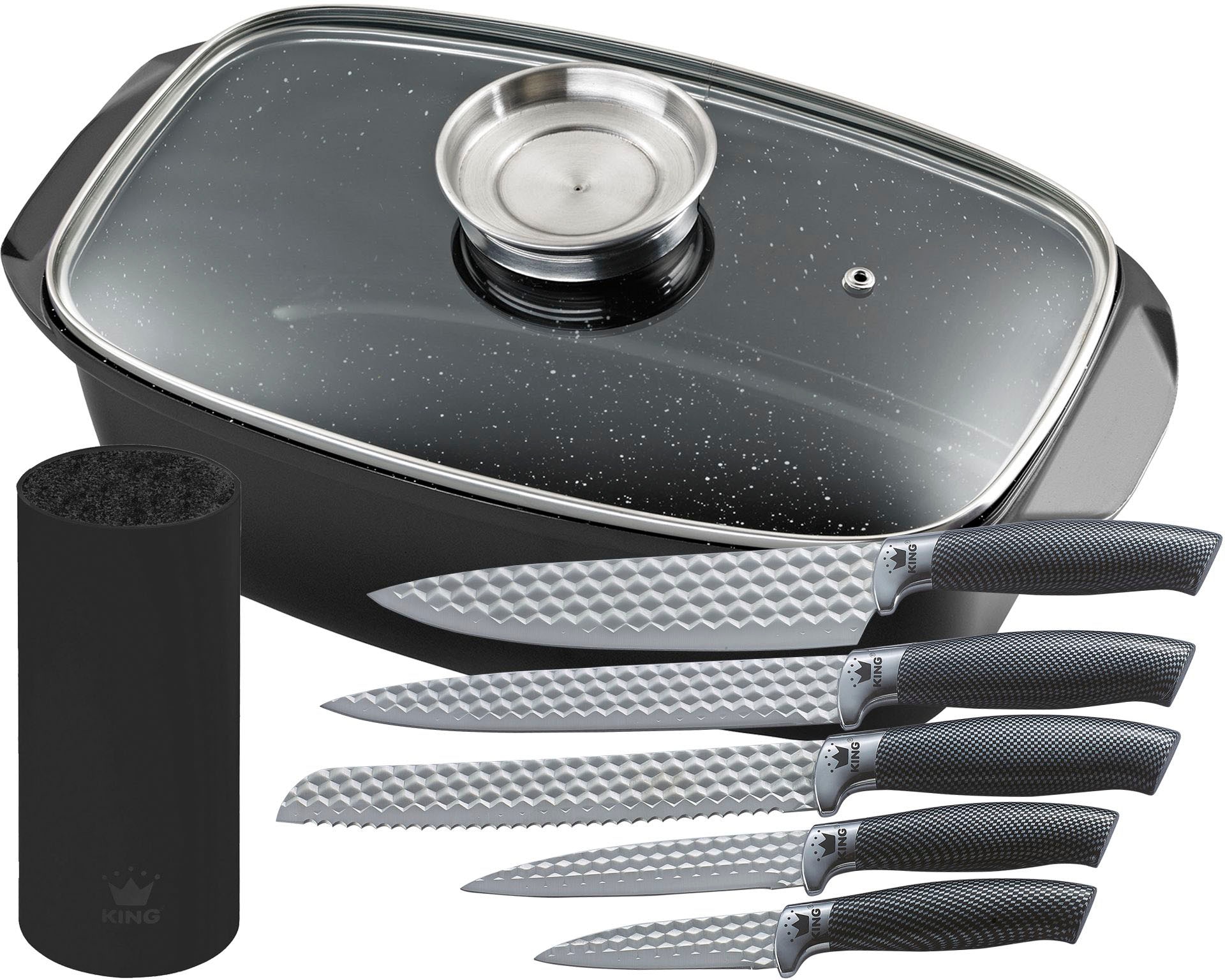 KING Bräter "5 Liter" Set, 5 Küchenmesser inklusive Messerblock, 8 Stk. tlg günstig online kaufen