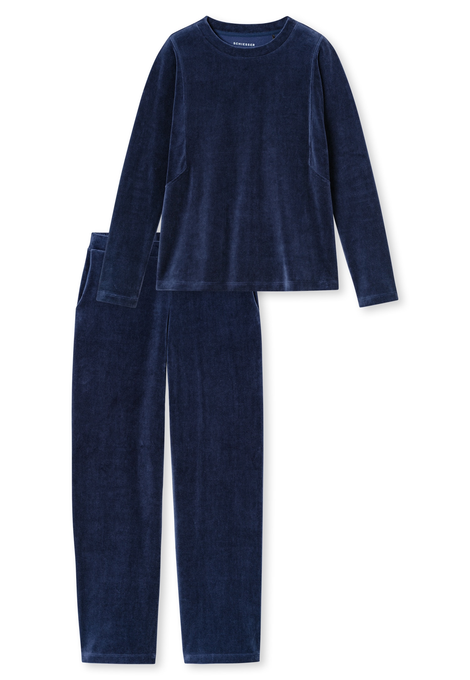 Schiesser Loungeanzug »Casual Velour« Rundhalsausschnitt, Velour-Qualität