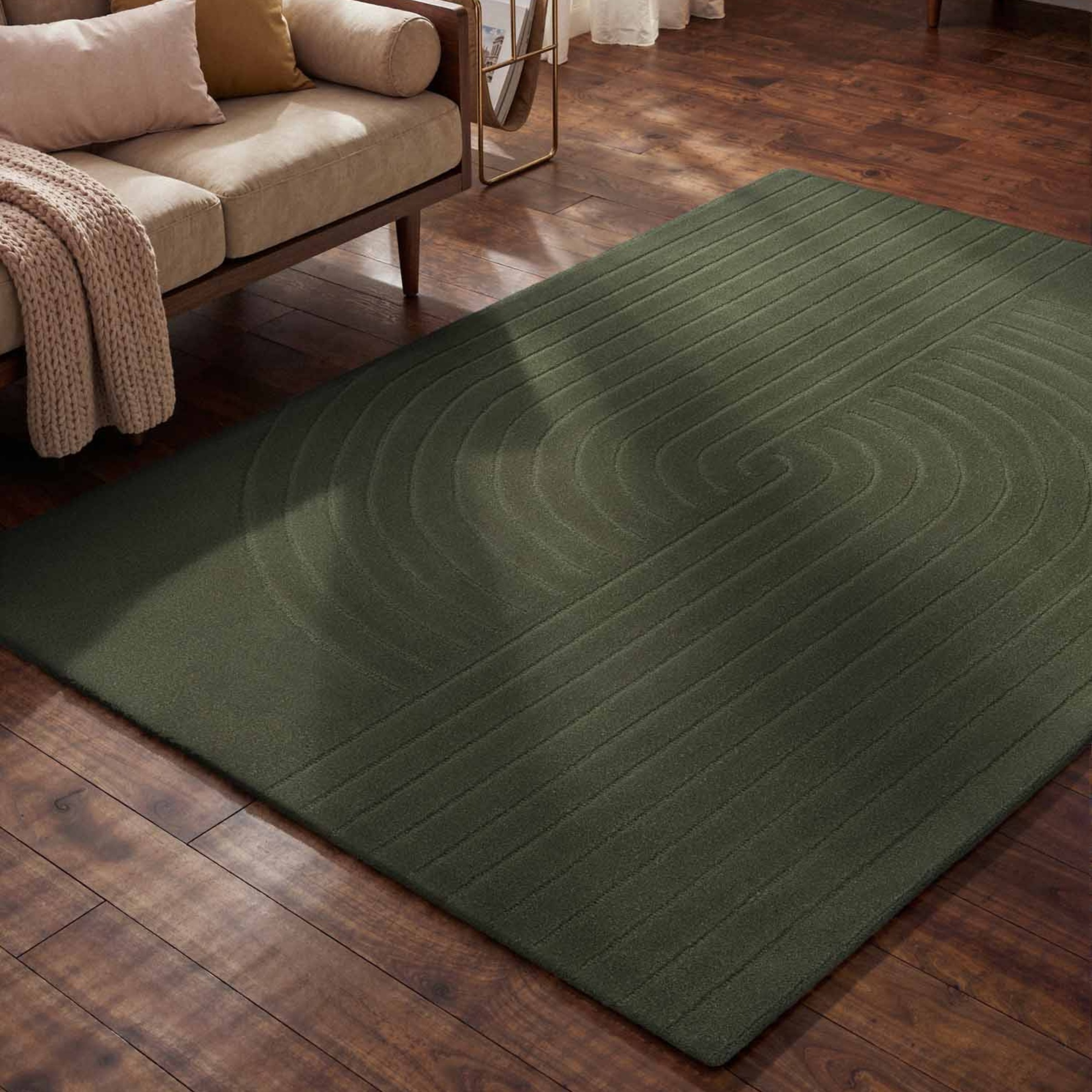 VIKOSA Arcura Wool Rug Dark Green 120x180