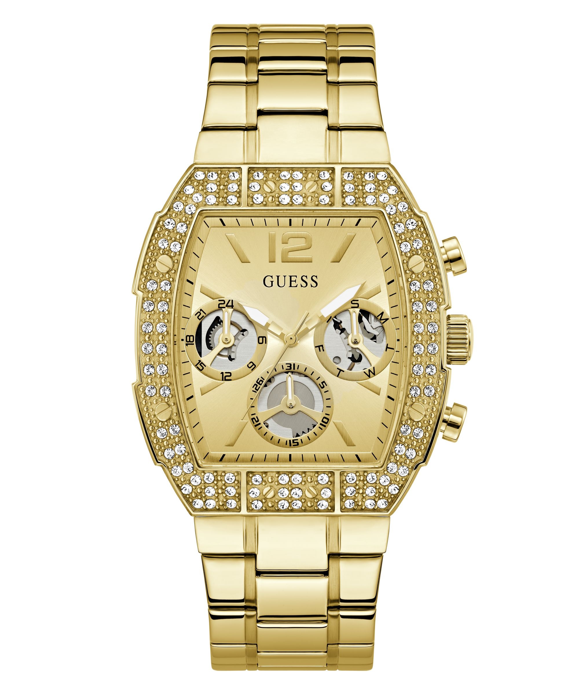 Guess Multifunktionsuhr »PHOENIX QUANTUM« Quarzuhr, Armbanduhr, Herrenuhr, Edelstahlarmband, analog, Wochentag