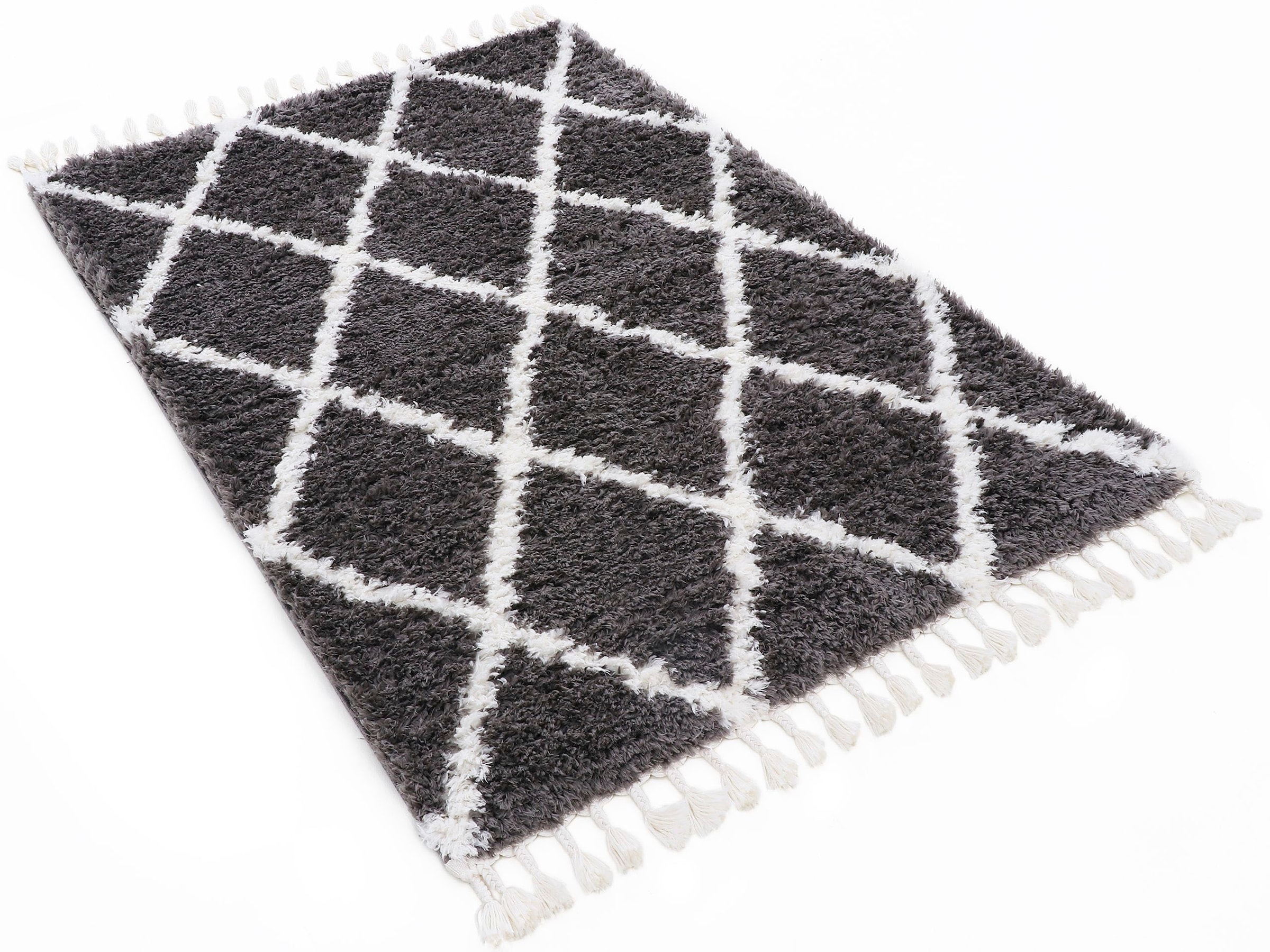 carpetfine Hochflor-Teppich »Edda«, rechteckig, 30 mm Höhe, mit modernen Fransen, Wohnzimmer