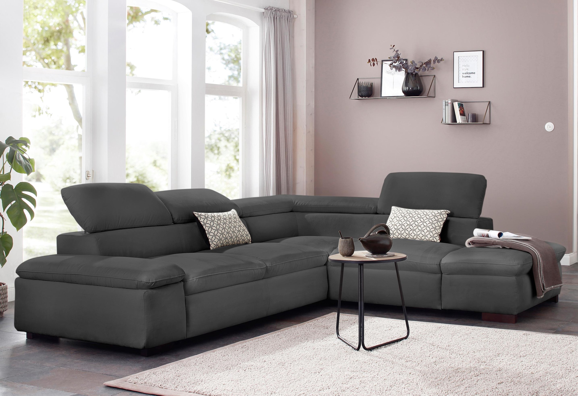 Home affaire Ecksofa »Alberto L-Form« mit Kopfteilverstellung, wahlweise mit Bettfunktion