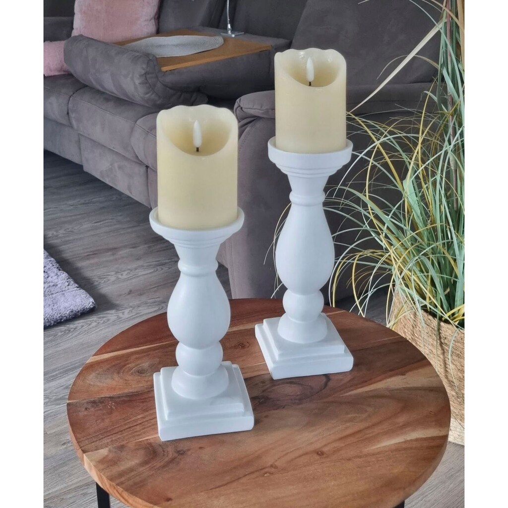 Ambiente Haus Kerzenständer »Kerzenständer aus Polyresin - weis 26cm«, (1 St.)
