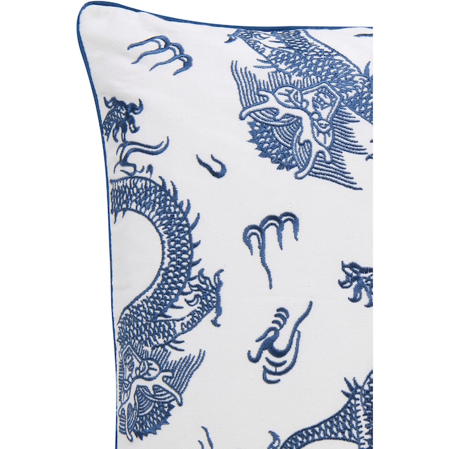 BARBARA Home Collection Dekokissen »Dragon 01 blau-weiß«, Kissenhülle ohne  Füllung aus besticktem Leinwandgewebe, 50x50 cm | BAUR