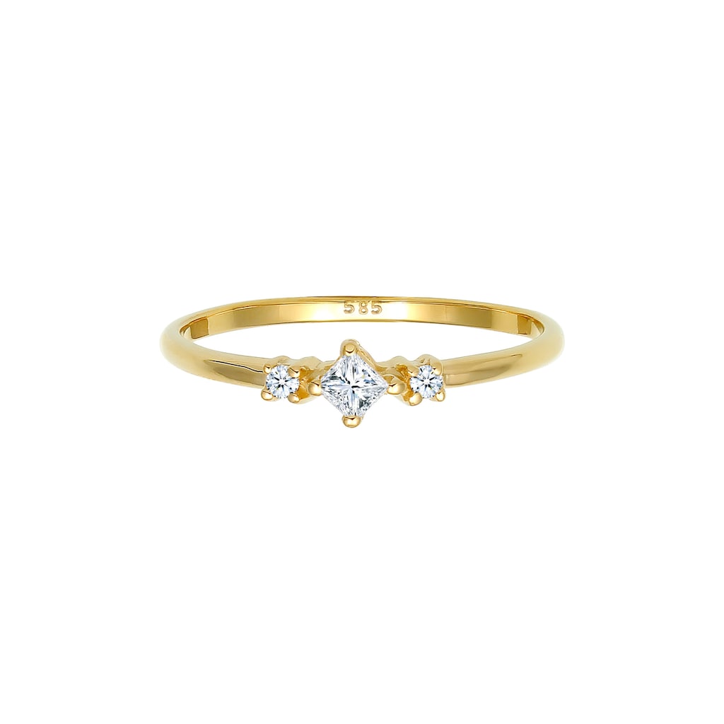 Elli DIAMONDS Verlobungsring »Prinzessschliff Diamant (0.13 ct) 585 Gelbgold«