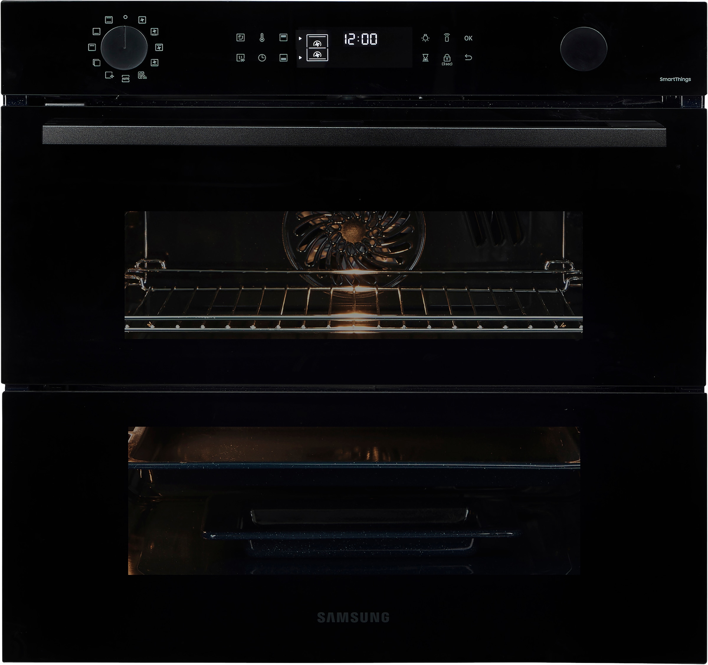 SAMSUNG Pyrolyse Backofen "NV7B45502AK/U1", B:59,5cm, schwarz, Backöfen, Dual Cook Flex – Ein Ofen. Zwei Garräume. Flexible Tür.
