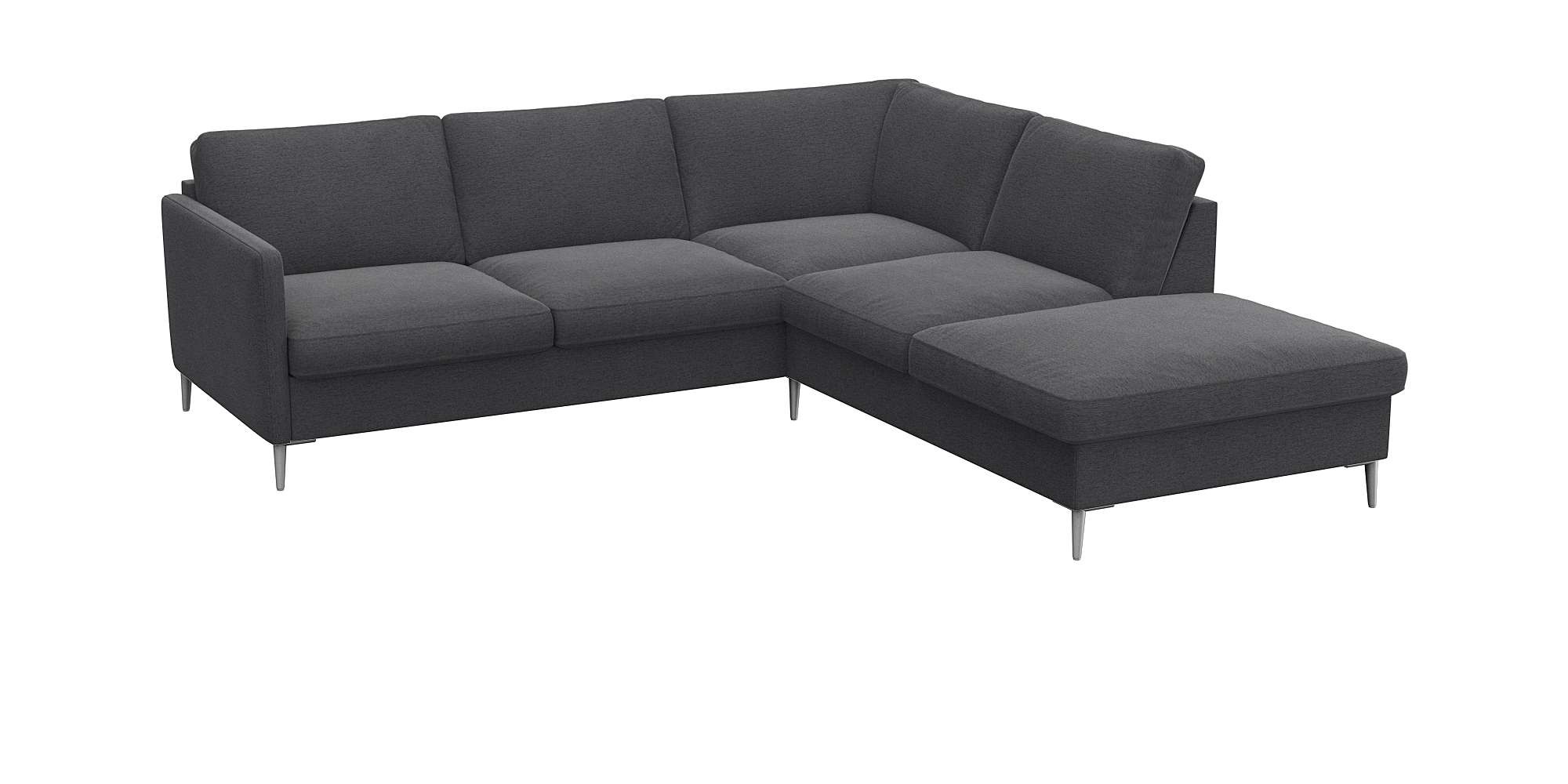 FLEXLUX Ecksofa »Fiore, L-Form«, schmale Armlehnen, Füße alufarben, B/T 234/225 cm, Kaltschaum im Sitz