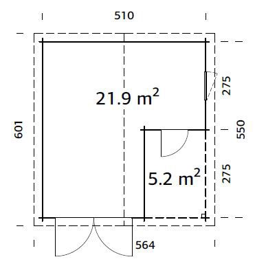 Palmako Garage »Roger«, BxTxH: 564x601x321 cm, mit Anbau und Holztor, natur
