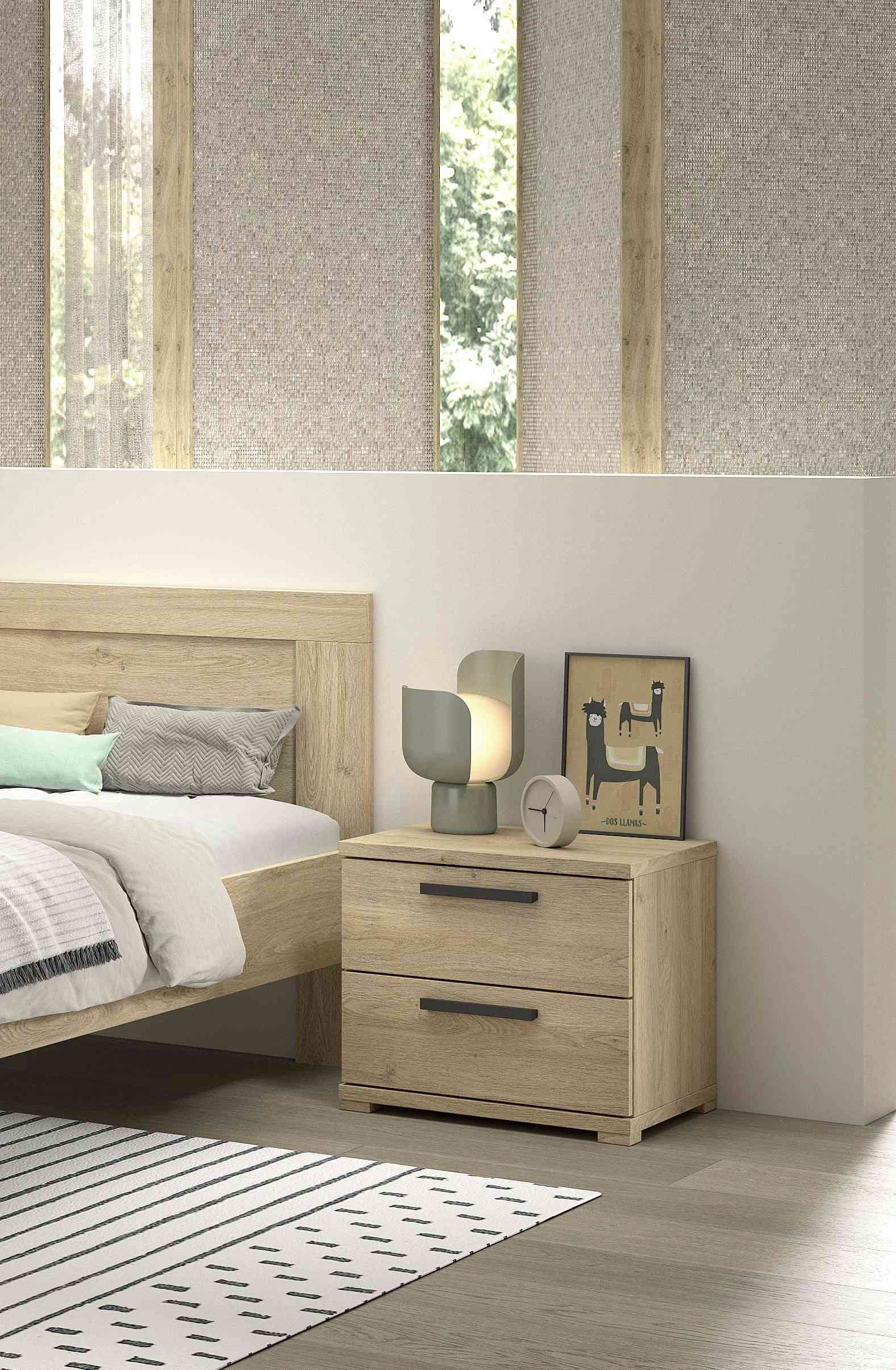 Vipack Nachtschrank »SAM mit 2 geräumigen Schubladen, universell einsetzbar« (B/H/T ca. 50x46,7x39 cm) Schubladen mit Soft-Close,  Pflegeleichte Oberfläche in Eiche Dekor