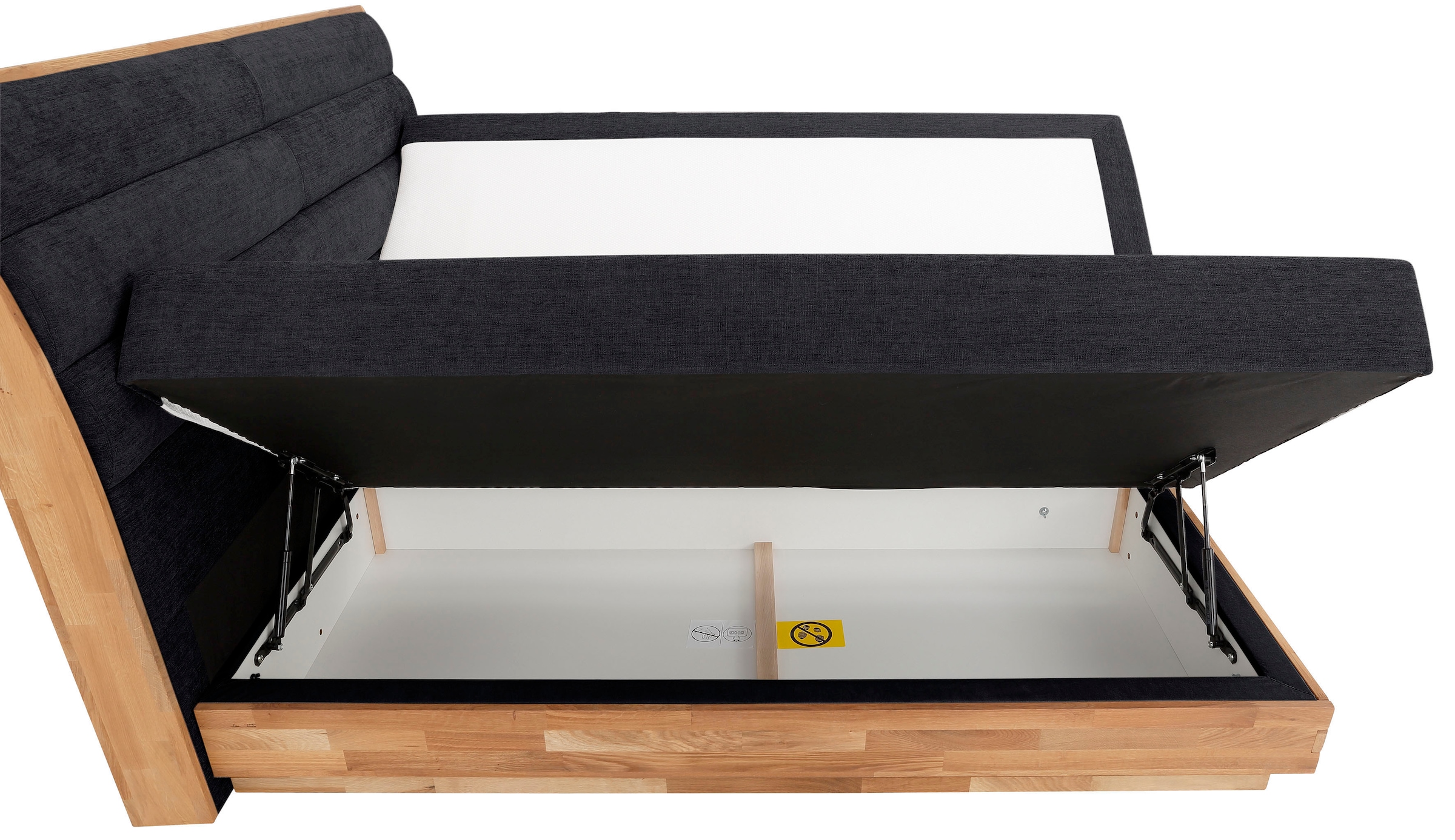 OTTO products Boxspringbett, LED-Beleuchtung, mit zertifizierten, recycelten Bezugsstoffen