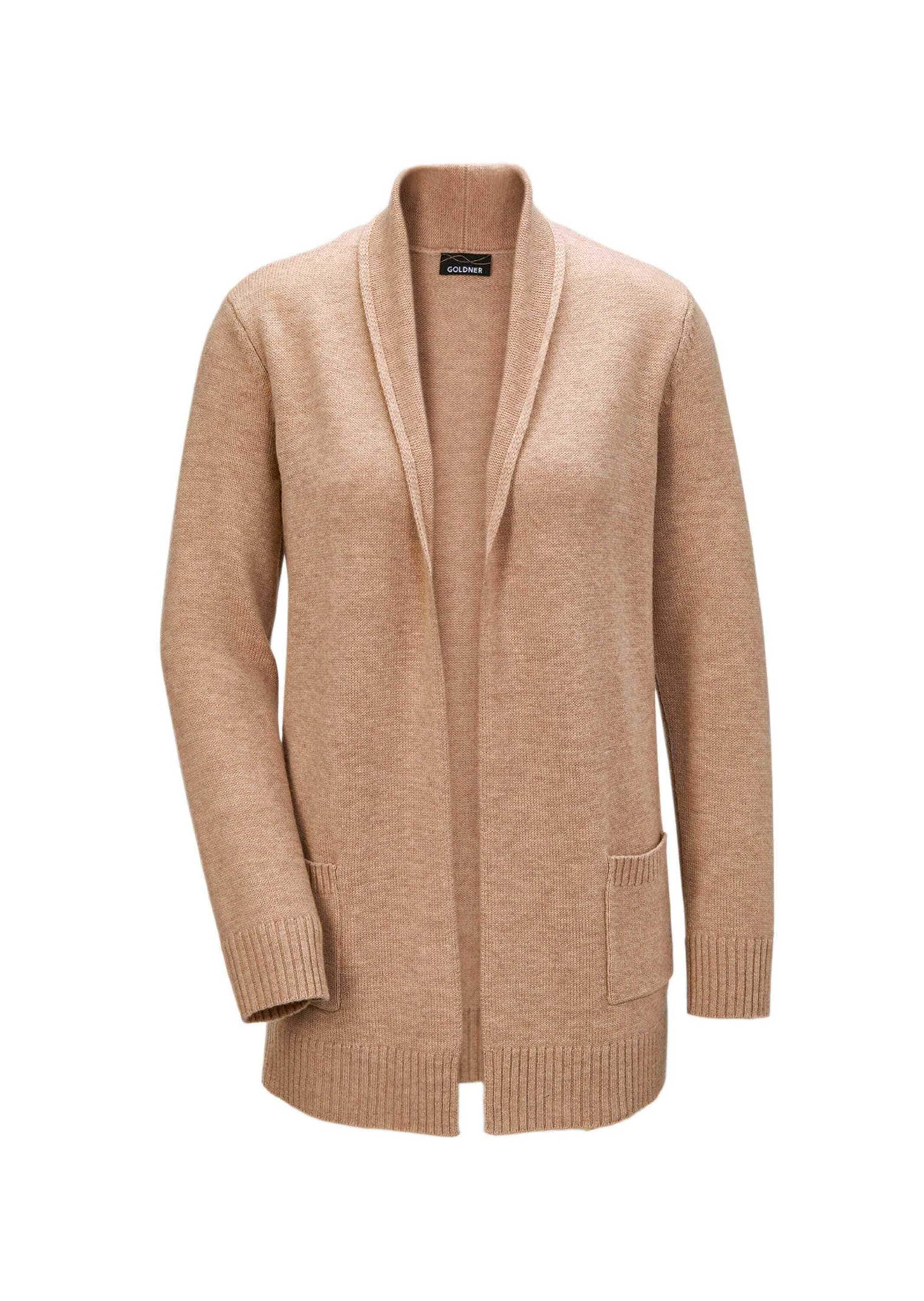 GOLDNER Strickjacke "Kurzgröße Langarm Cardigan aus Merino" Schalkragen