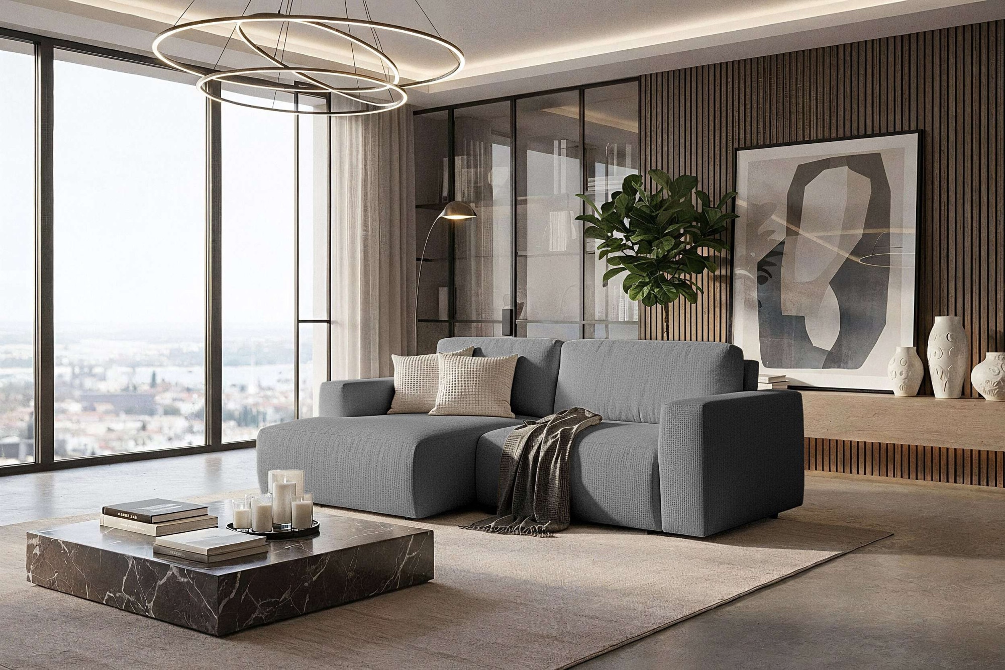 Home affaire Schlafsofa "Noord Schlafecksofa, Breite 250 cm" Cord, Struktur, Webstoff, mit Wellenunterfederung, Massivholzrahmen