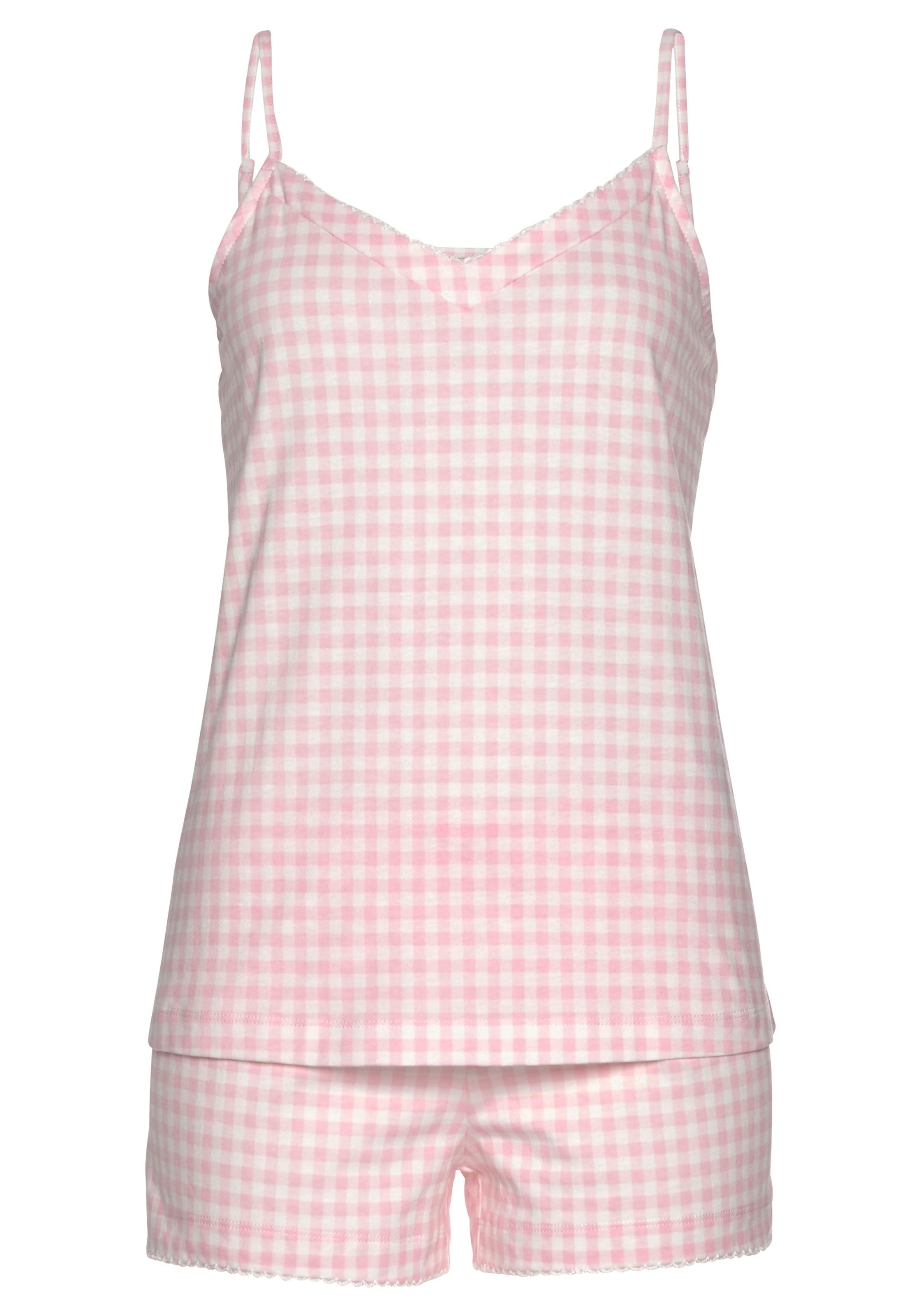 Vivance Dreams Shorty 2 tlg. mit feinem Karo-Muster und Häkelkante günstig online kaufen