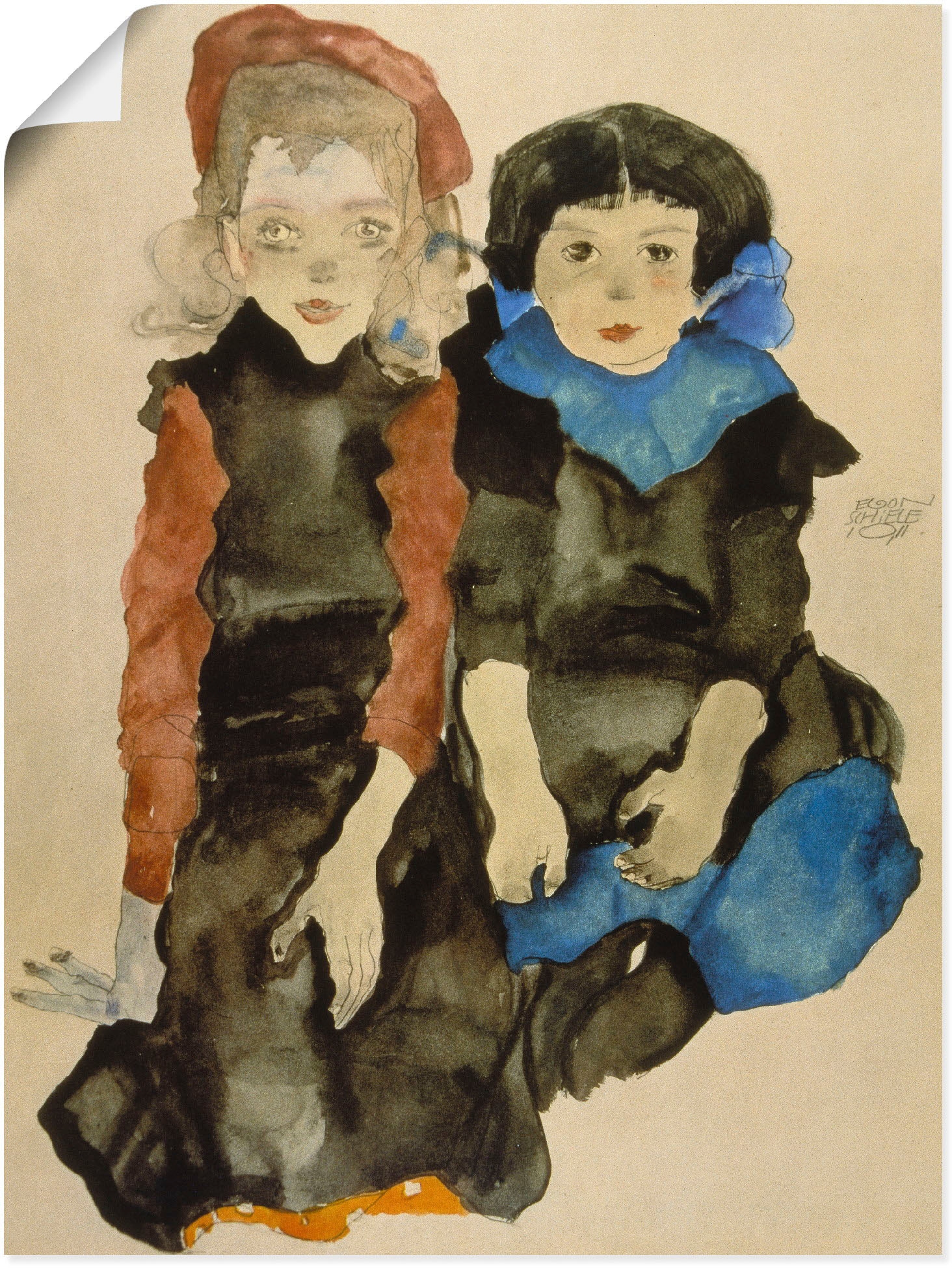 Artland Kunstdruck »Zwei kleine Mädchen. 1911«, Kind, (1 St.), als Alubild, Leinwandbild, Wandaufkleber oder Poster in versch. Größen