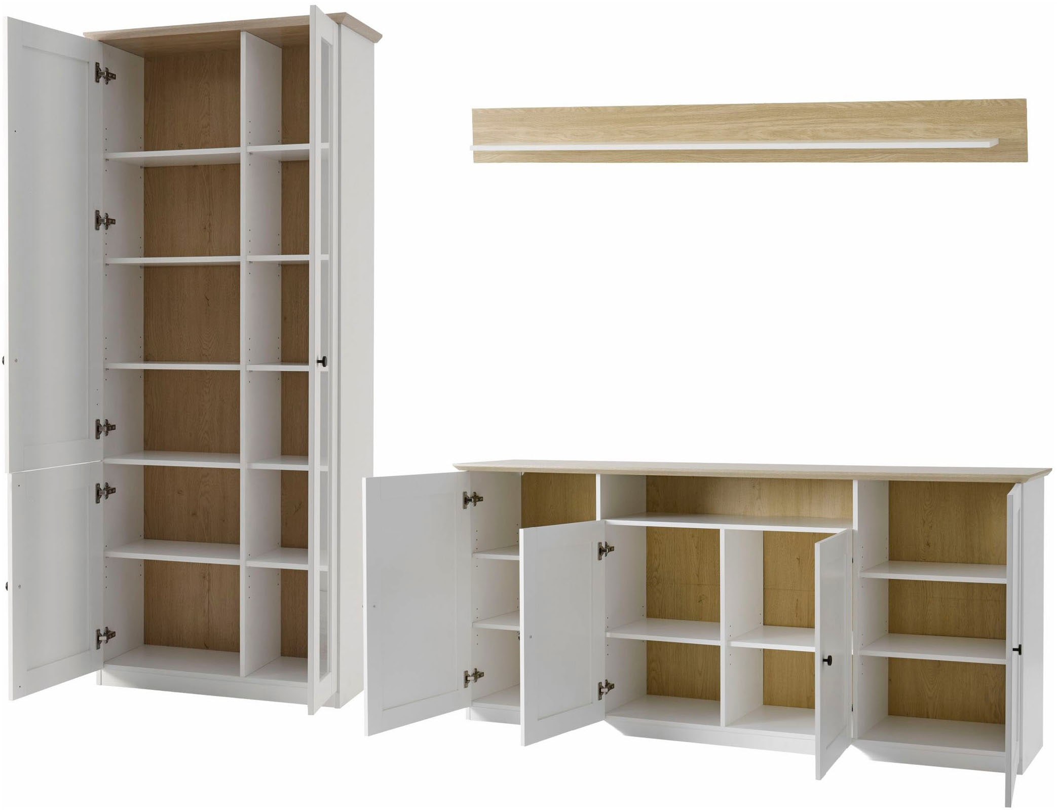 OTTO home Wohnwand »Brest, Anbauwand im Landhausstil, Komplettset, Wohnzimmer-Set« Set, 3 Stk. tlg.