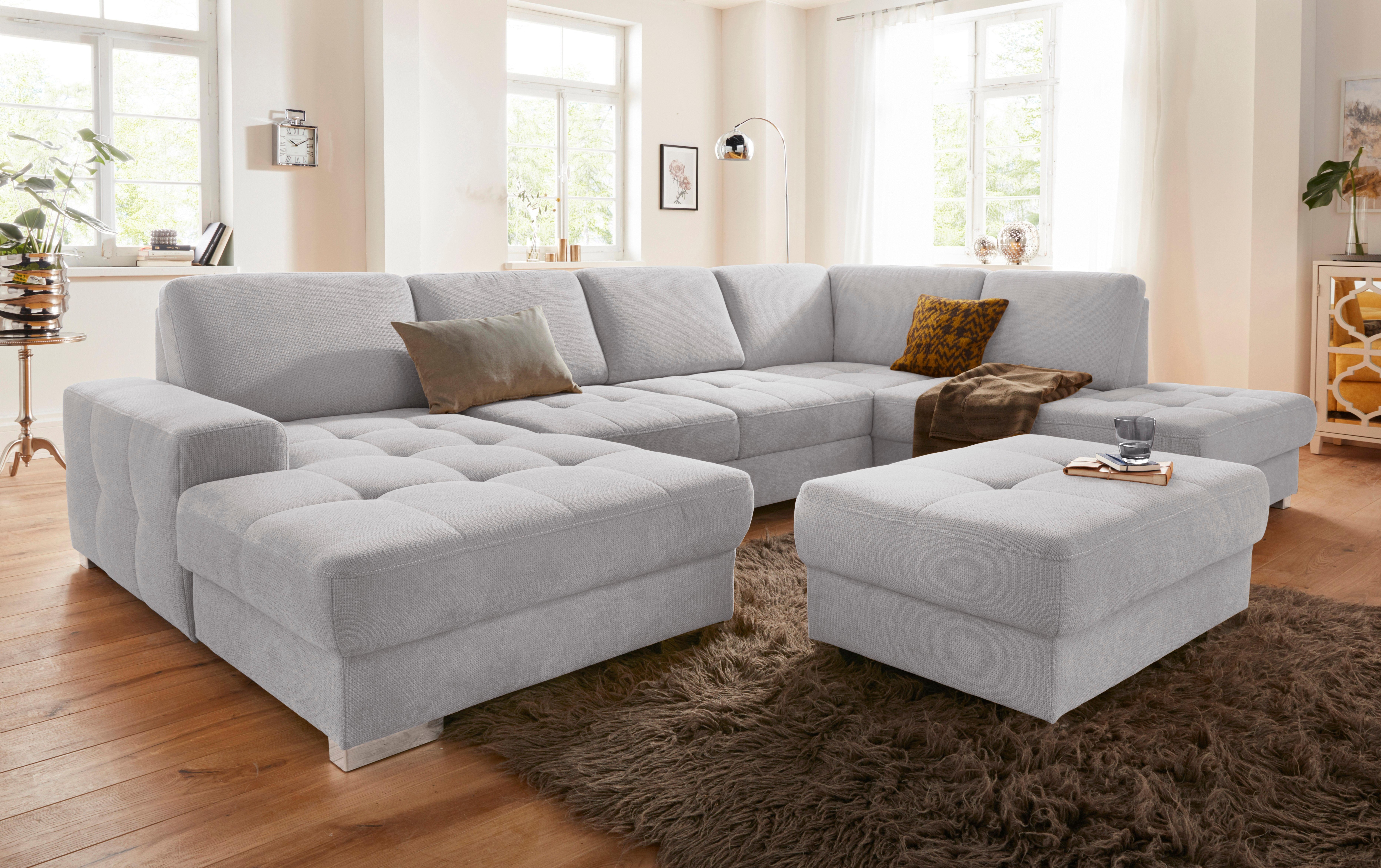 sit&more Wohnlandschaft "Santorini U-Form" mit Federkern und Sitztiefenverstellung, wahlweise mit Schlaffunktion