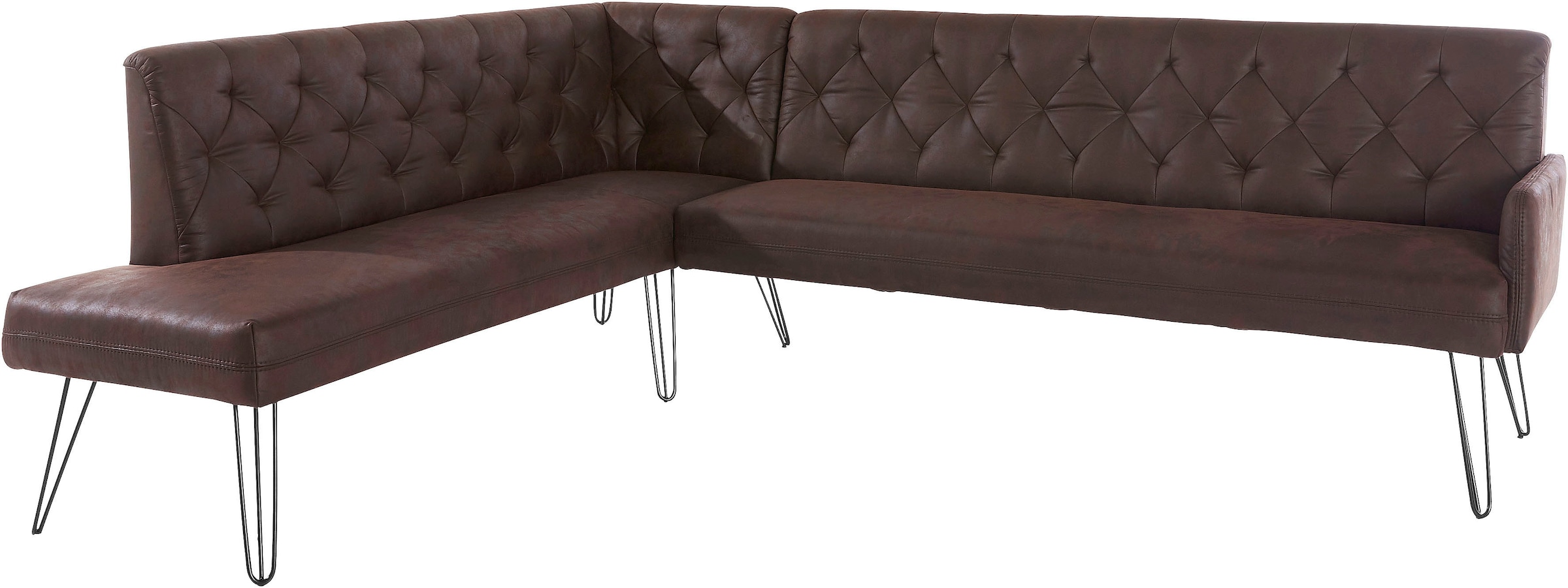 exxpo - sofa fashion Eckbank »Doppio, Chesterfield Optik, komfortabel und bequem, hohe Designfüße«, Frei im Raum stellbar