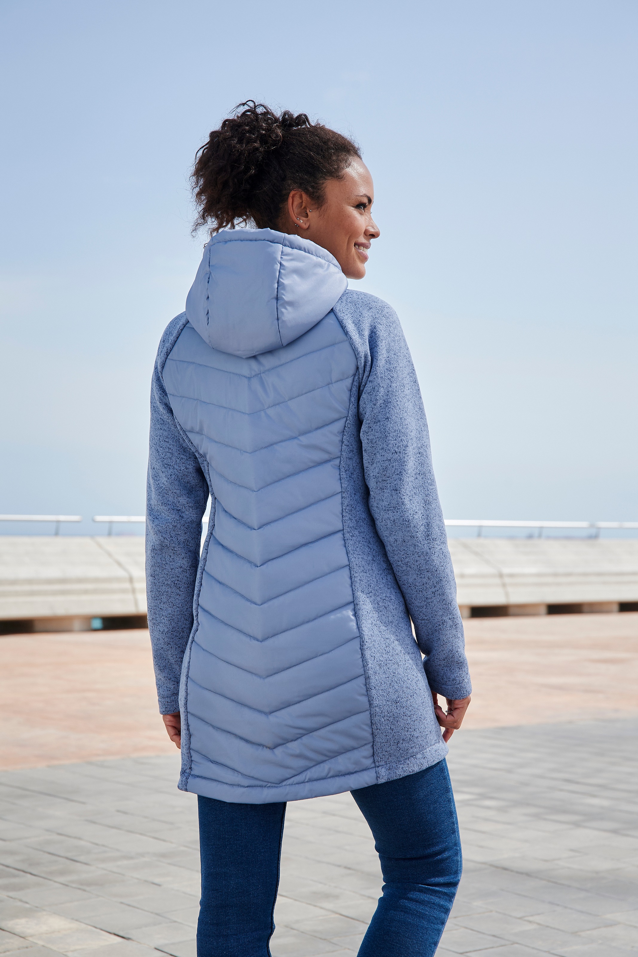 Steppjacke VIVANCE, Damen, Gr. 38, blau, Steppware, Obermaterial: 100% Polyester. Ärmel: 100% Polyester, meliert, Jacken Steppjacke, mit Strickfleece-Ärmeln 3