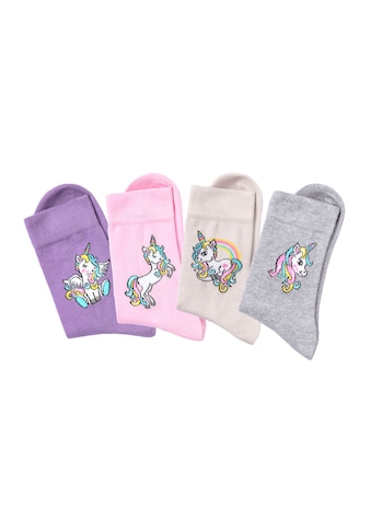 Basicsocken, (4 Paar), mit Einhorn Motiven