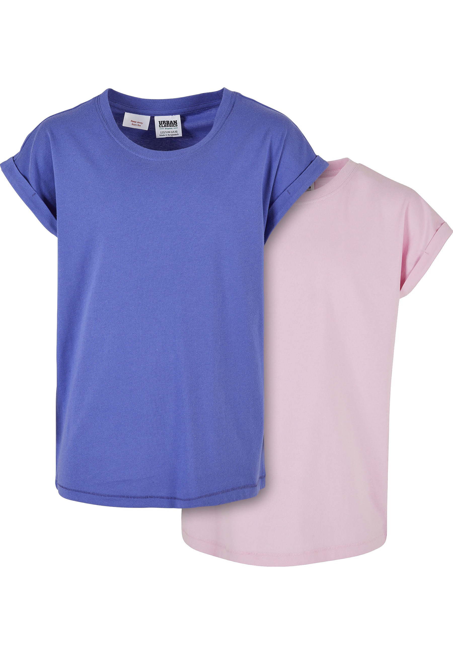URBAN CLASSICS T-Shirt "Urban Classics Damen Girls Organic Extended Shoulder Tee 2-Pack" 1 Stk.