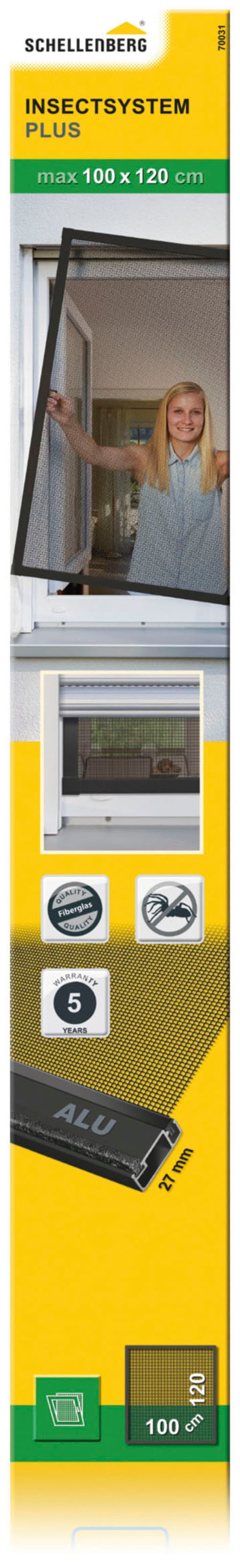 SCHELLENBERG Insektenschutz-Fensterrahmen »Fliegengitter Fenster Plus«, aus Aluminium, 100 x 120 cm, anthrazit, 70031