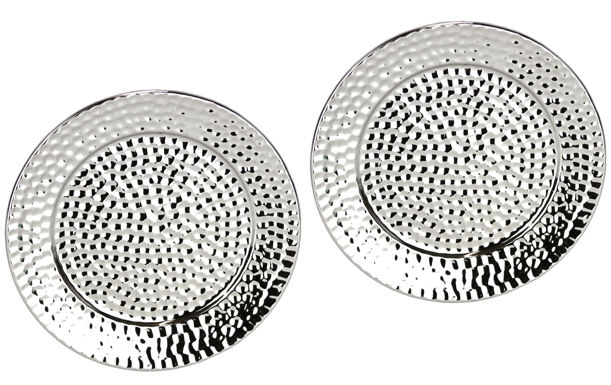 Thumbnail - I.GE.A. Dekotablett "Keramik-Schale rund" 2er Set Dekoschale silber Tablett Weihnachtsdeko Deko Advents-Tablett