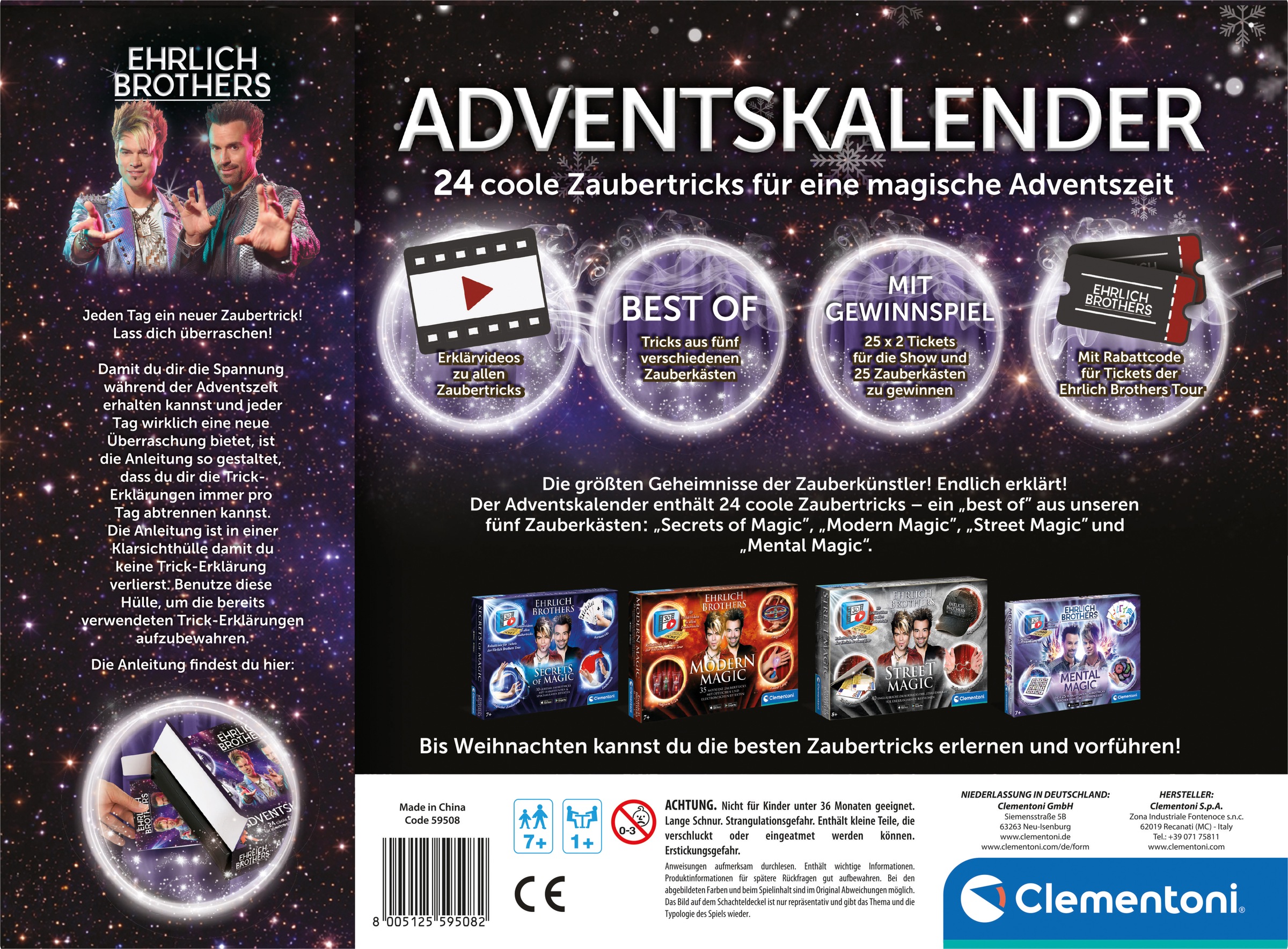 Clementoni® Spielzeug-Adventskalender »Ehrlich Brothers - Adventskalender der Magie« ab 7 Jahren