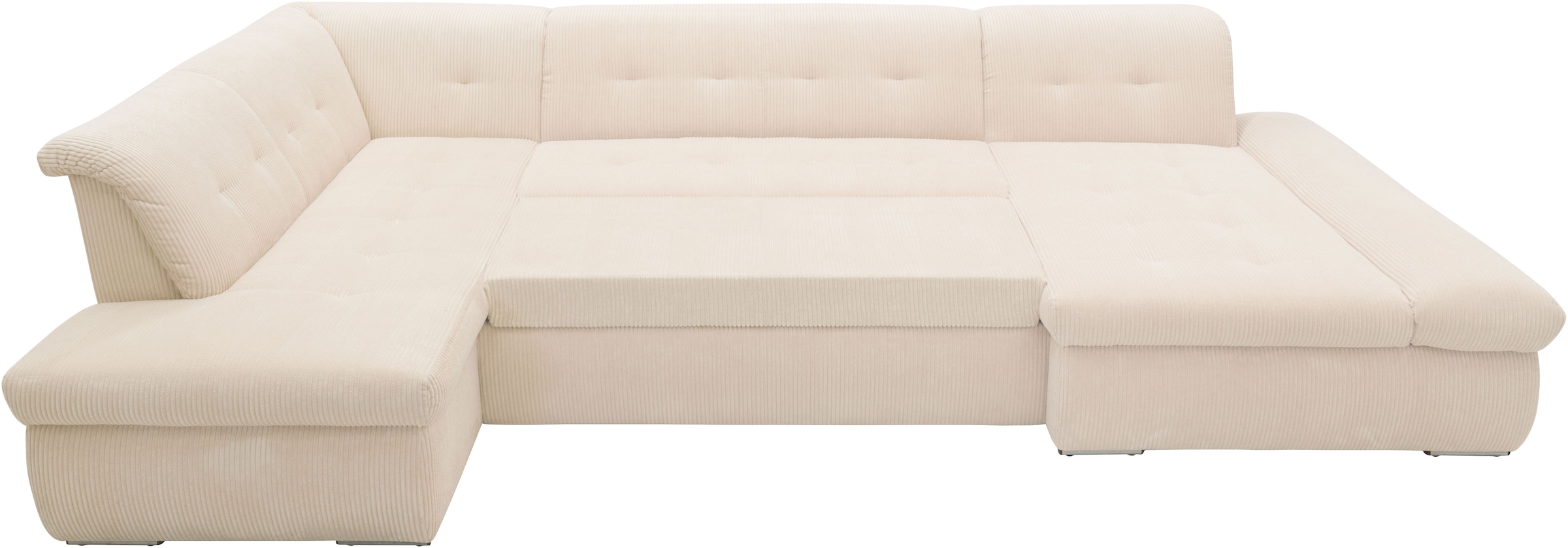 DOMO collection Wohnlandschaft »Moric U-Form auch in Cord«, im XXL-Format, wahlweise mit Bettfunktion und Armlehnenverstellung