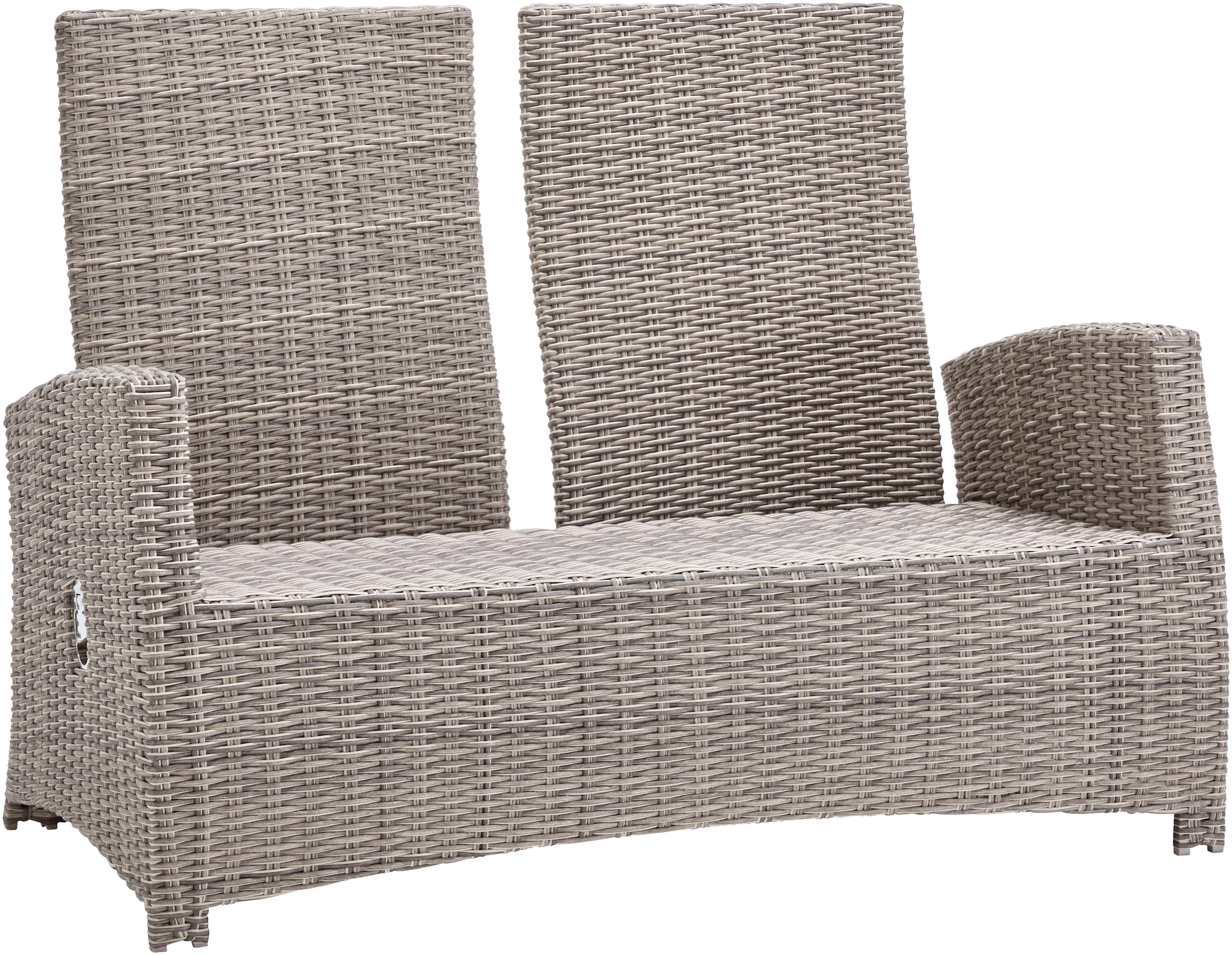 KONIFERA Gartenlounge-Set »Monaco«, (Set, 16 tlg., inkl. Auflagen, Alu, Polyrattan), höhenverstellbarer Tisch 43,5 - 66,5 cm