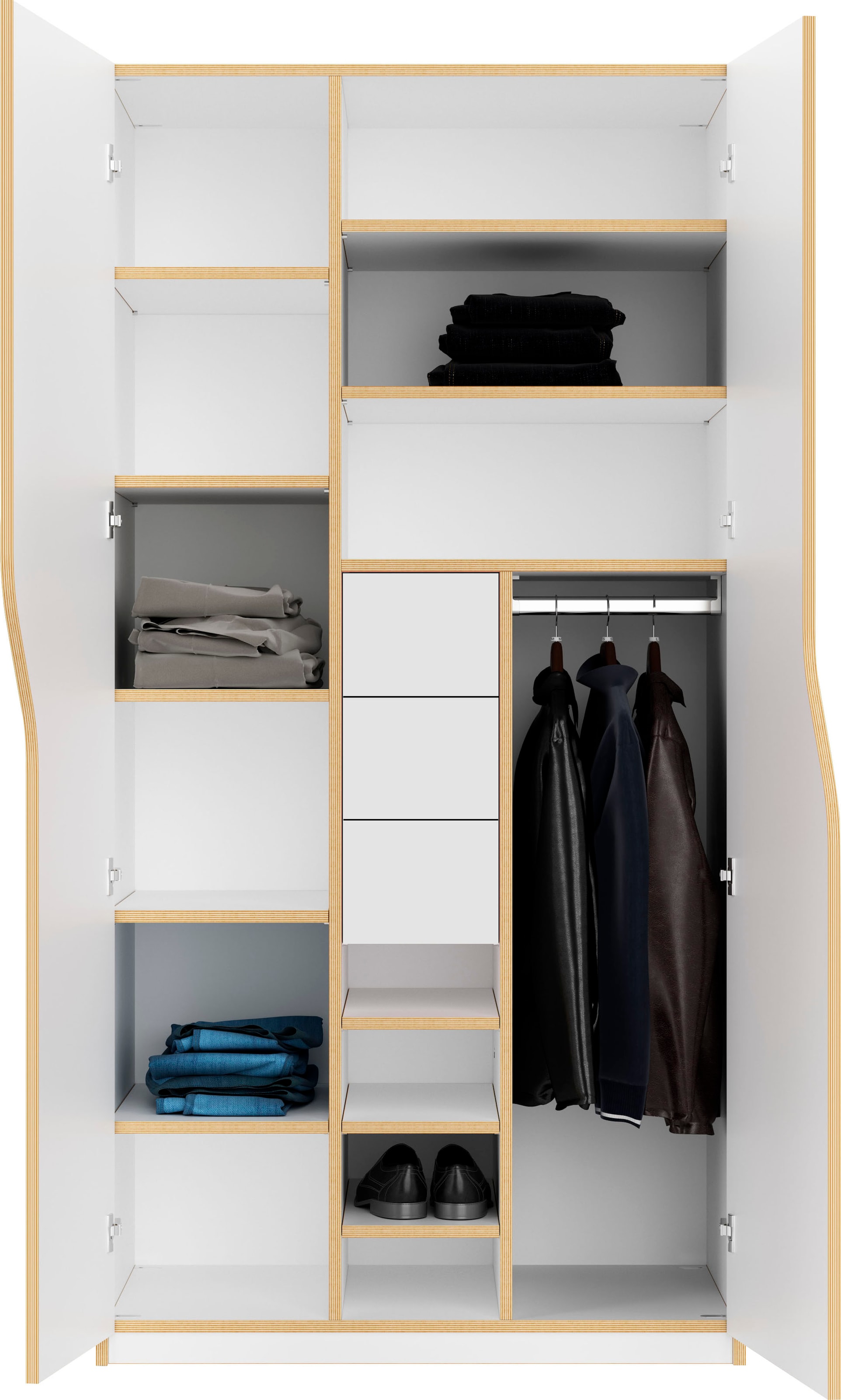 Müller SMALL LIVING Kleiderschrank "PLANE Ausstattung Nr. 6", inklusive 3 Schubladen und einer Kleiderstange für Blusen 